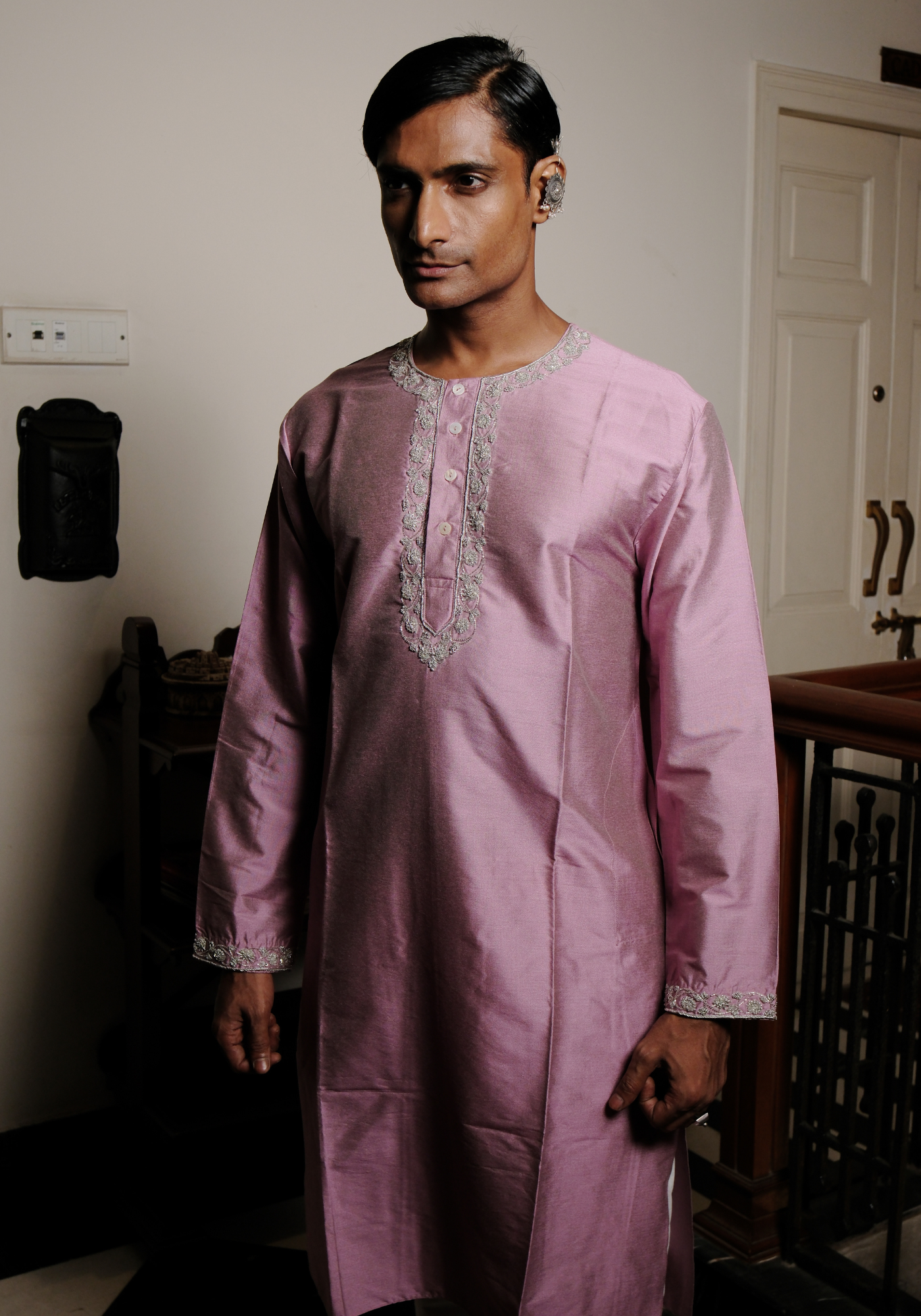 LAVENDER BLUSH SILVER ZARDOUSI KURTA