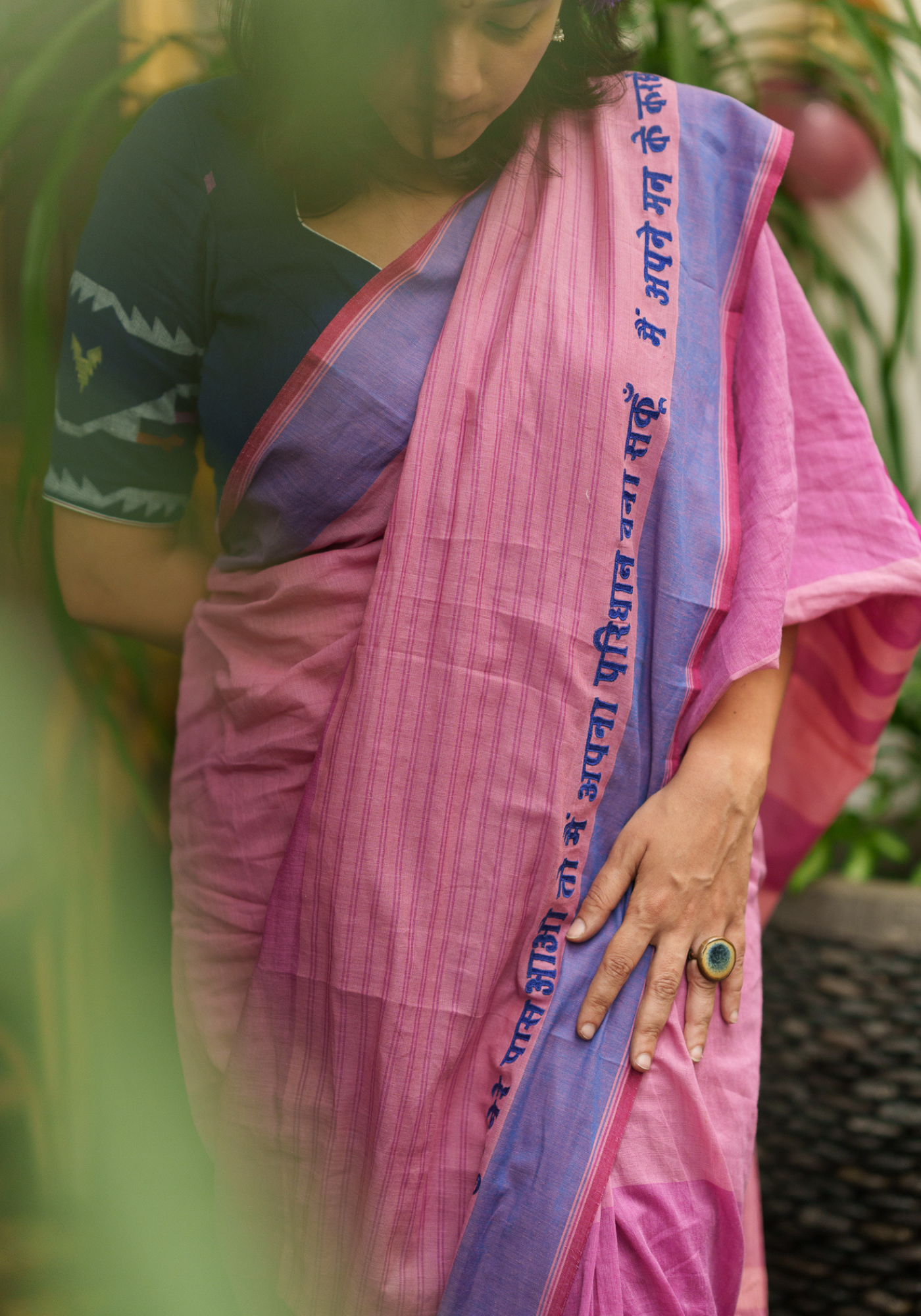 INDIGO JAMDANI PITHH KATA BLOUSE