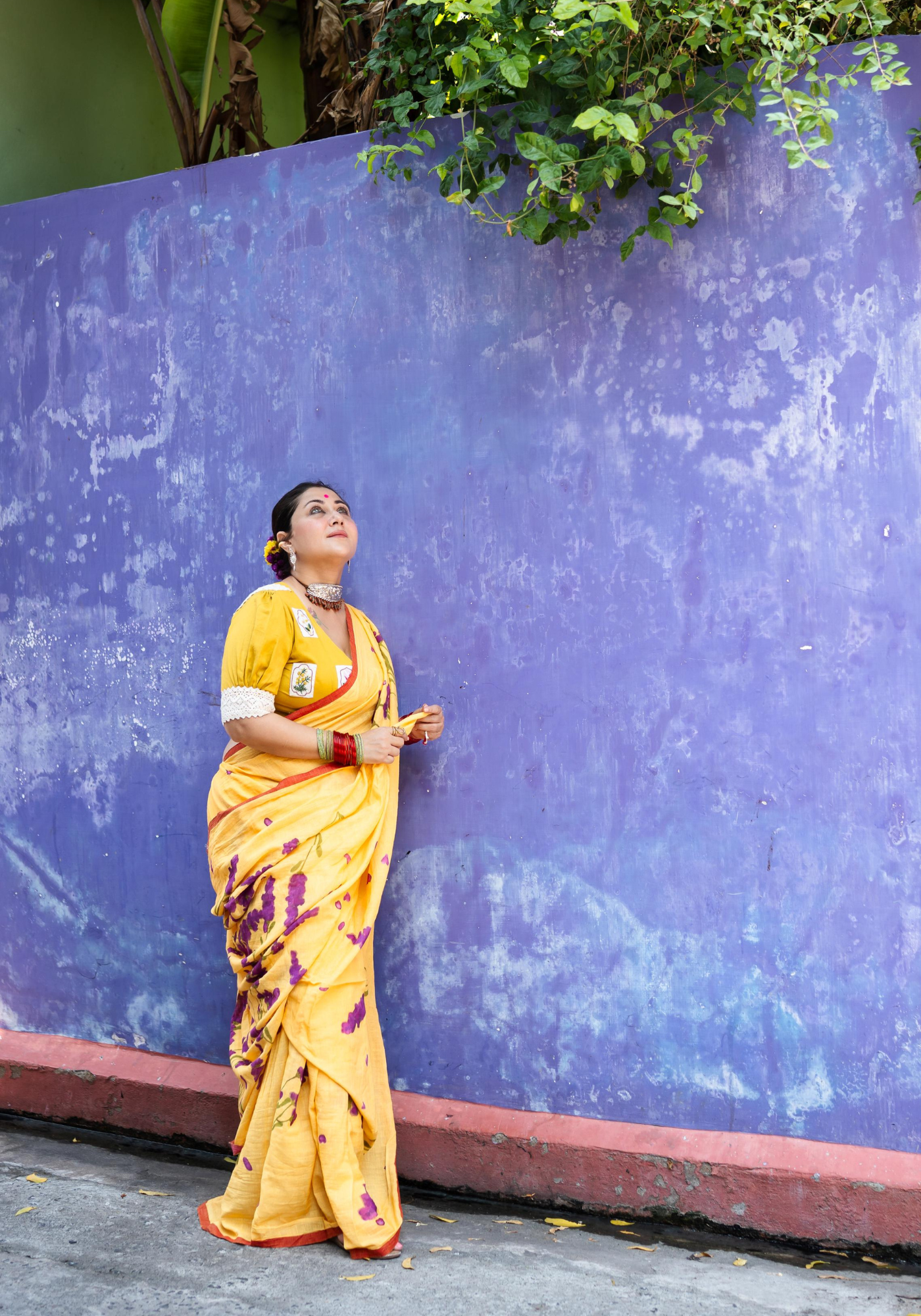 BUTTER AND LAVENDER FLOWER SAREE