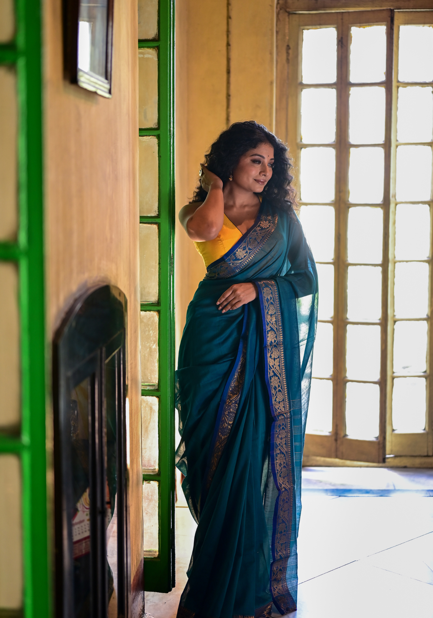 PEACOCK BLUE ANAROSH SAREE