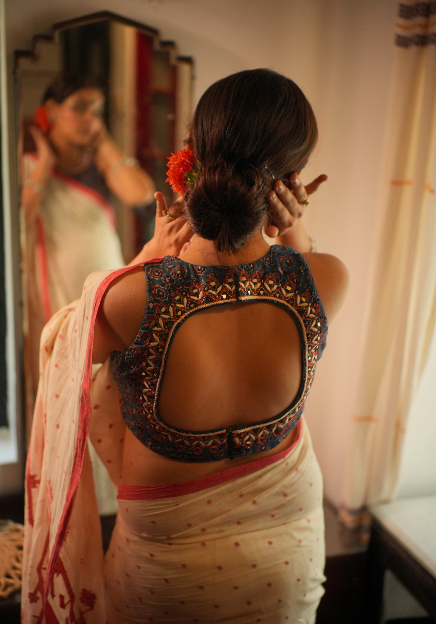 NEEL AJRAKH MIRROR BLOUSE