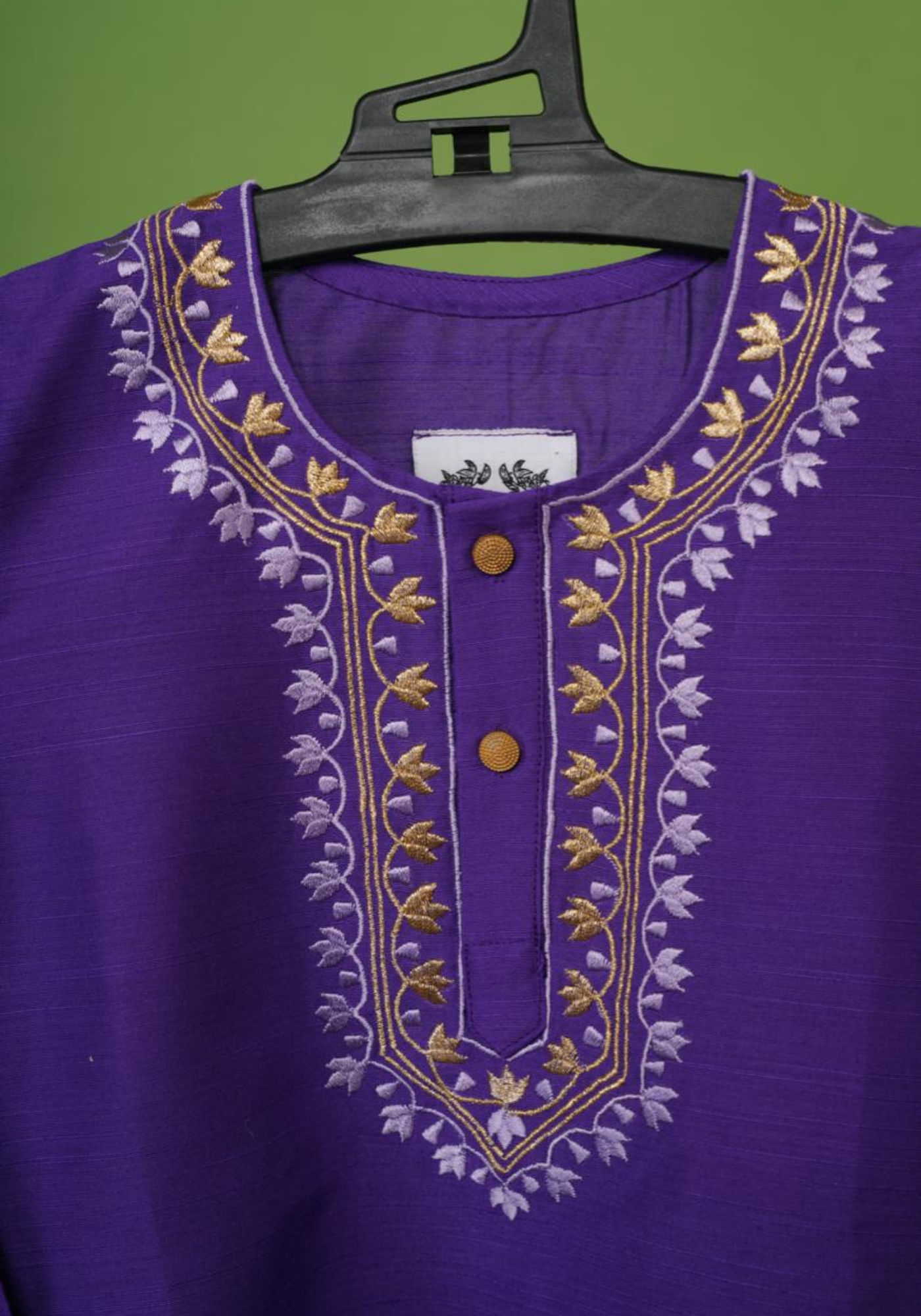 PURPLE NOTUN JAMDANI KAJ KURTA DHUTI SET