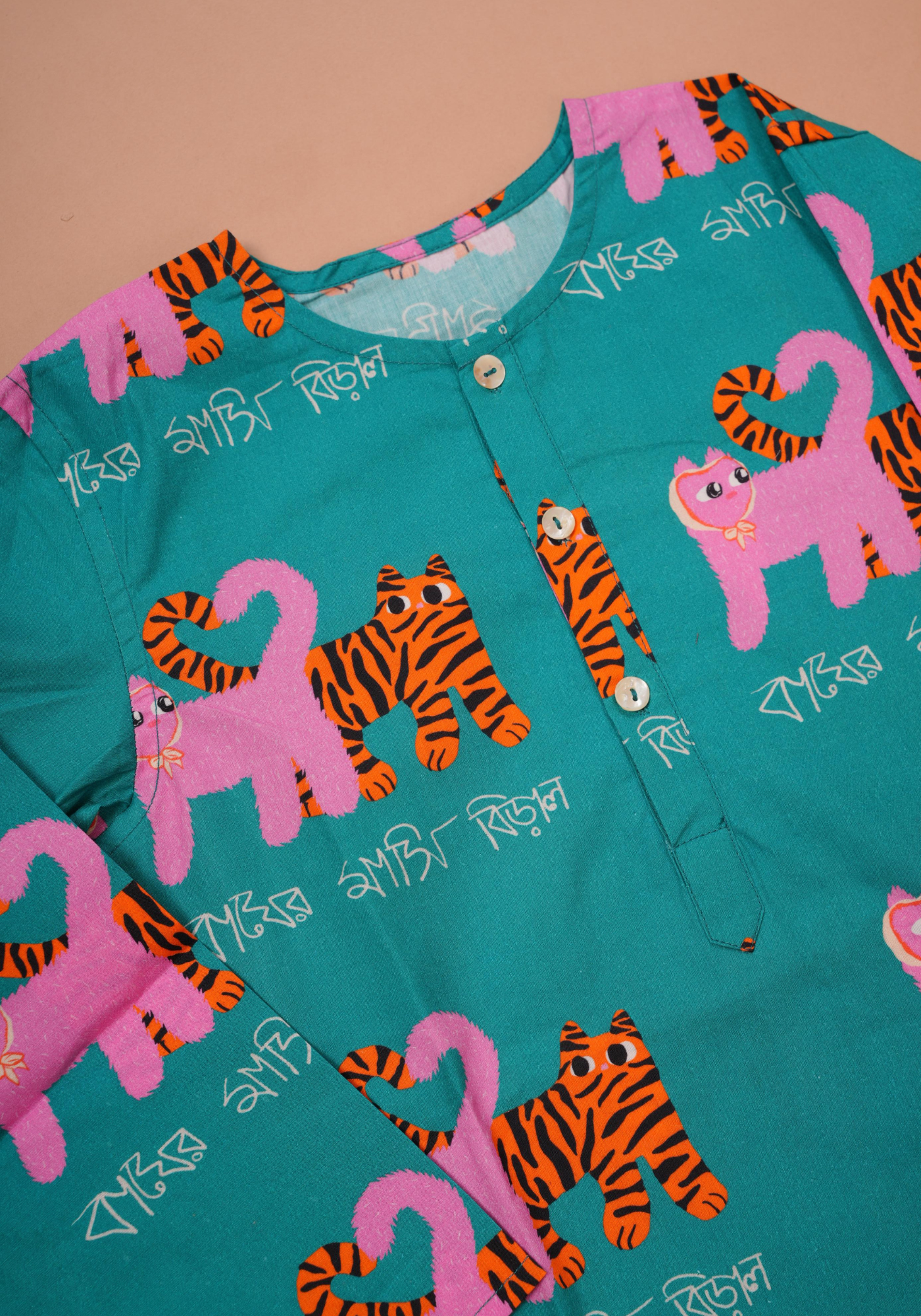 BAGHER MASHI TEAL KURTA