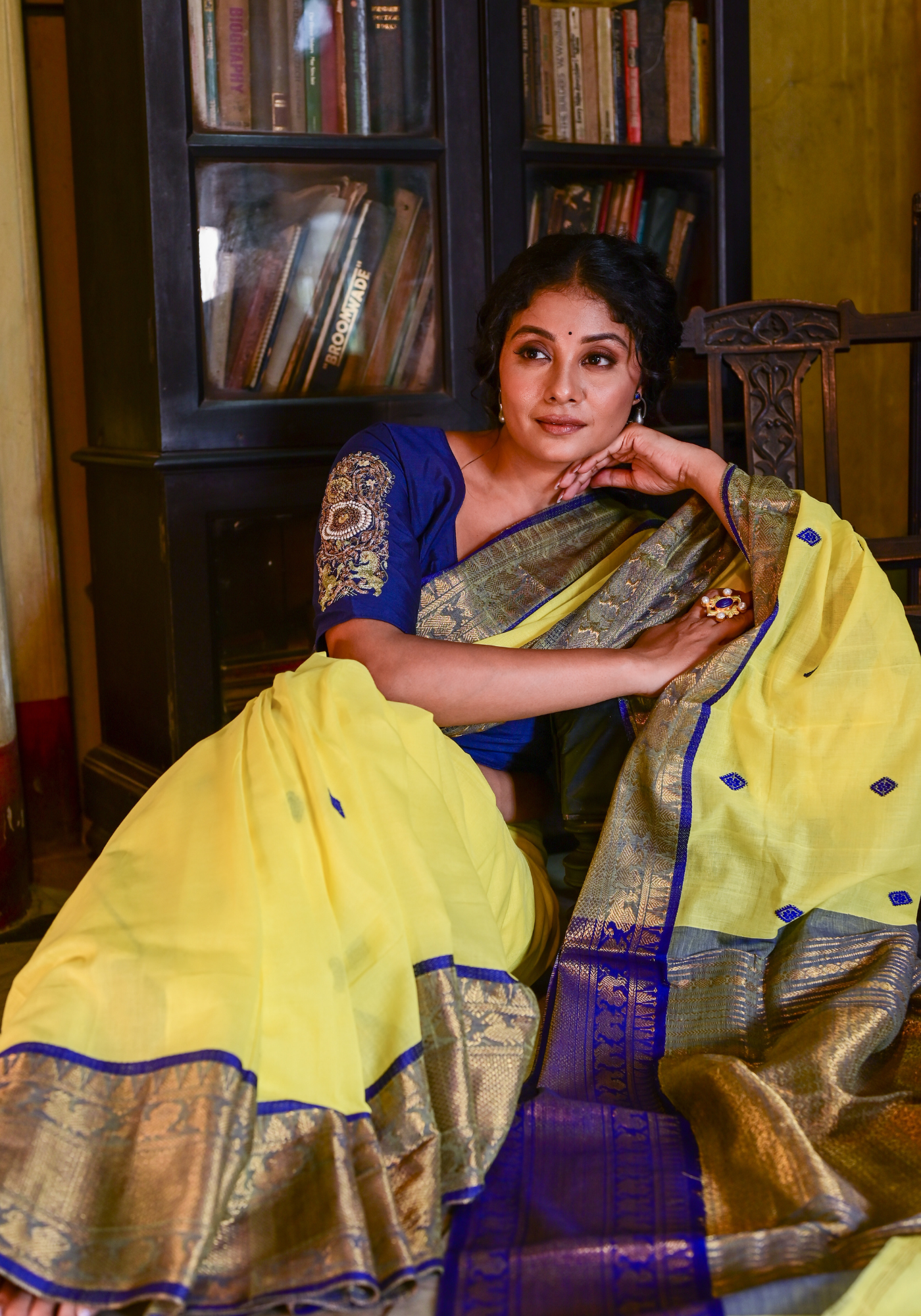 CUSTARD YELLOW ZARI MAYUR TANT SAREE