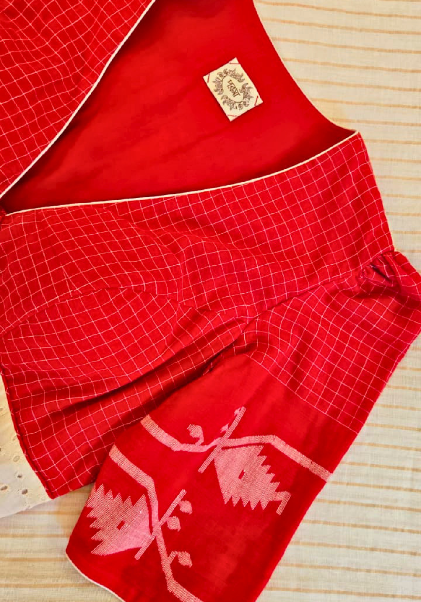 KUMKUM AALTA JAMDANI BLOUSE