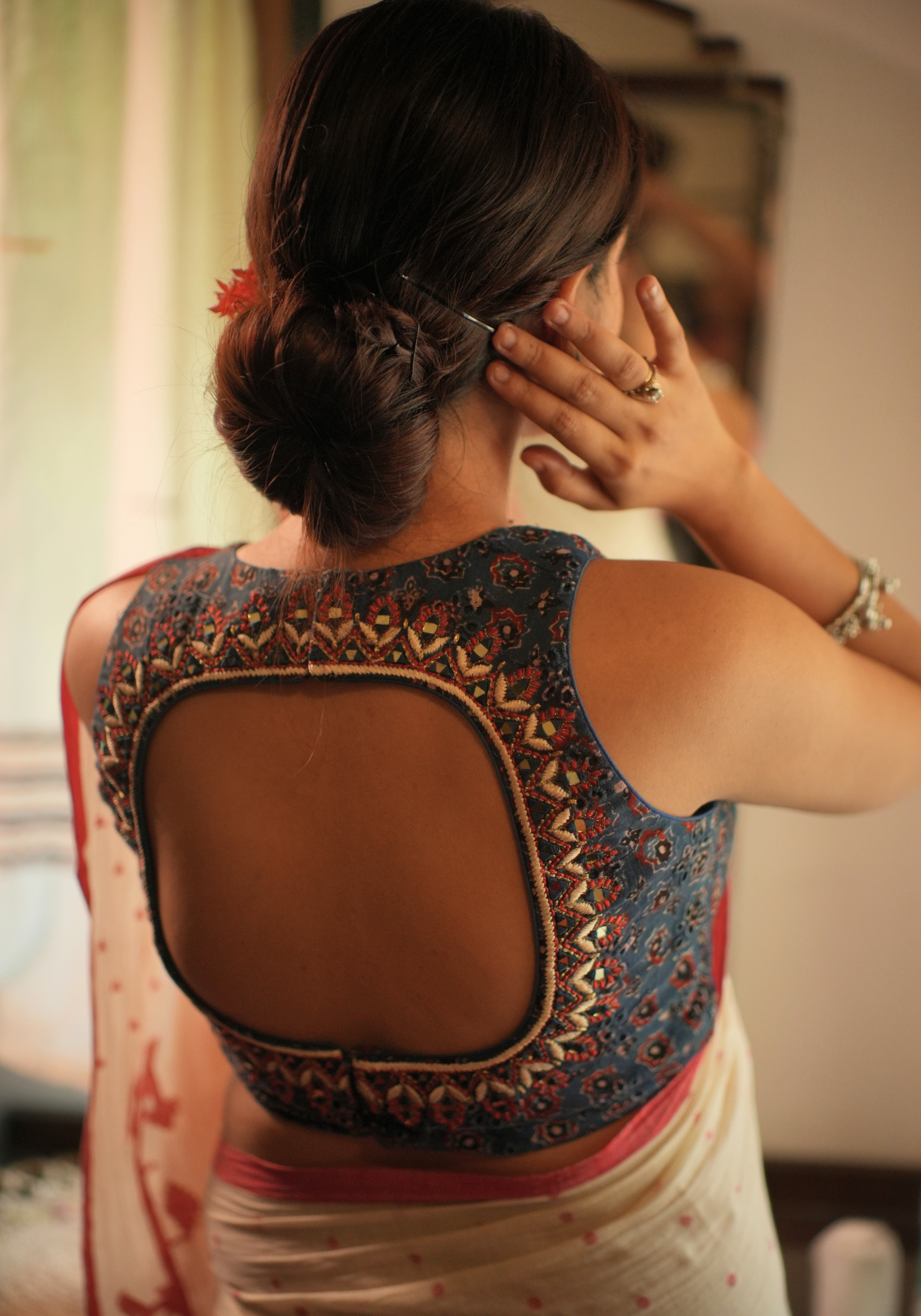 NEEL AJRAKH MIRROR BLOUSE