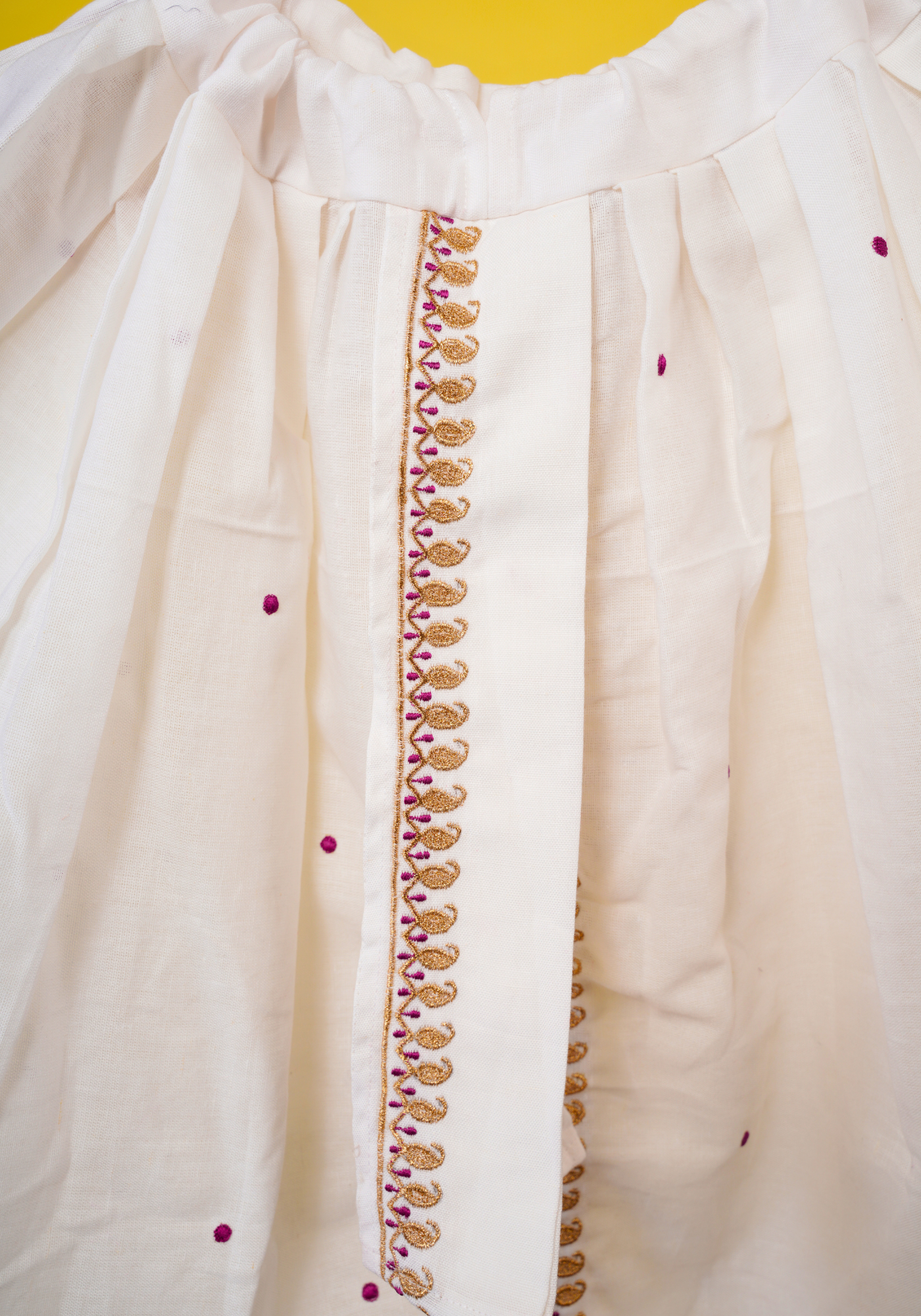 MAGENTA JORA MOYUR KURTA DHUTI SET