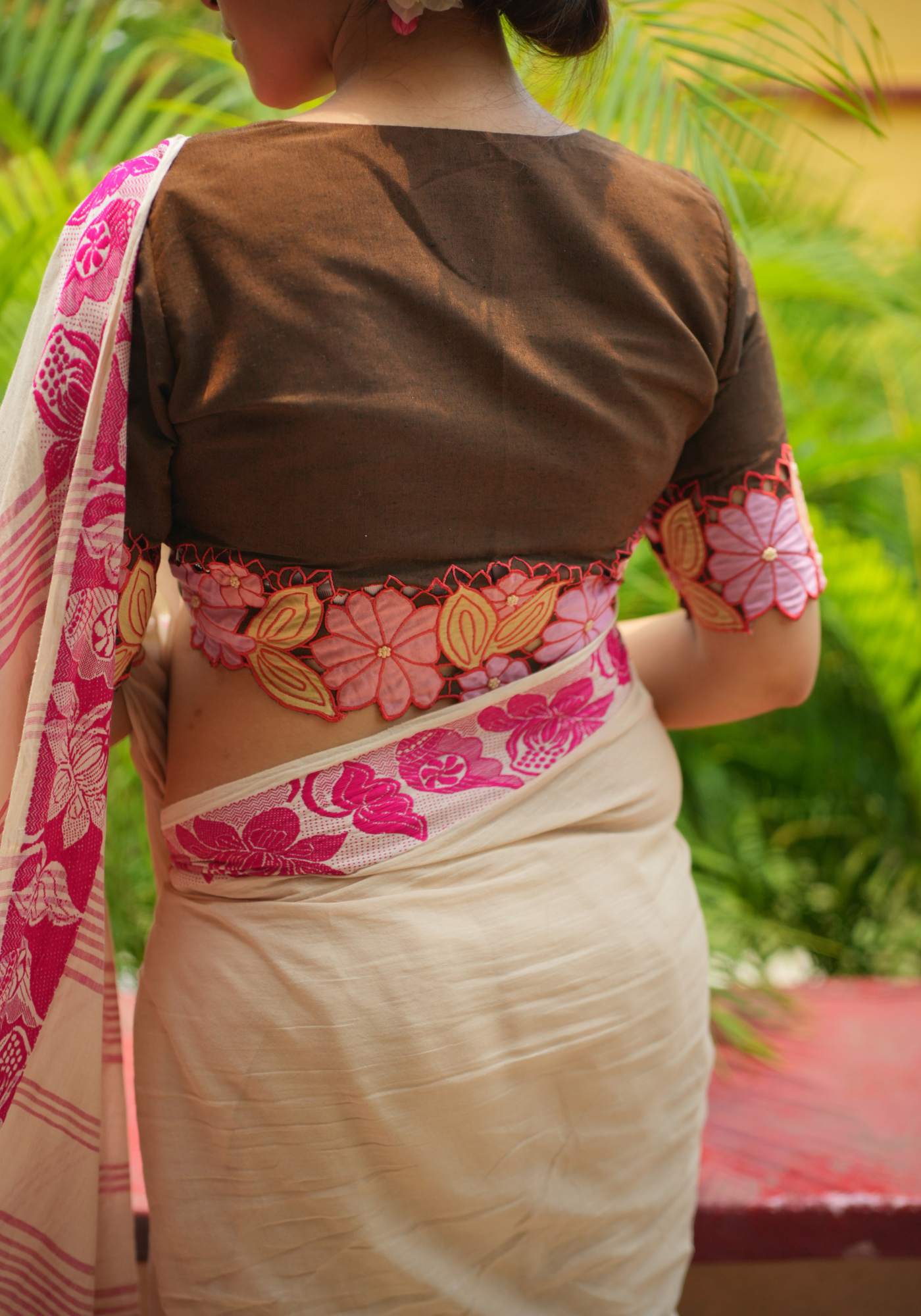 BROWN CUTWORK MADHABILATA BLOUSE