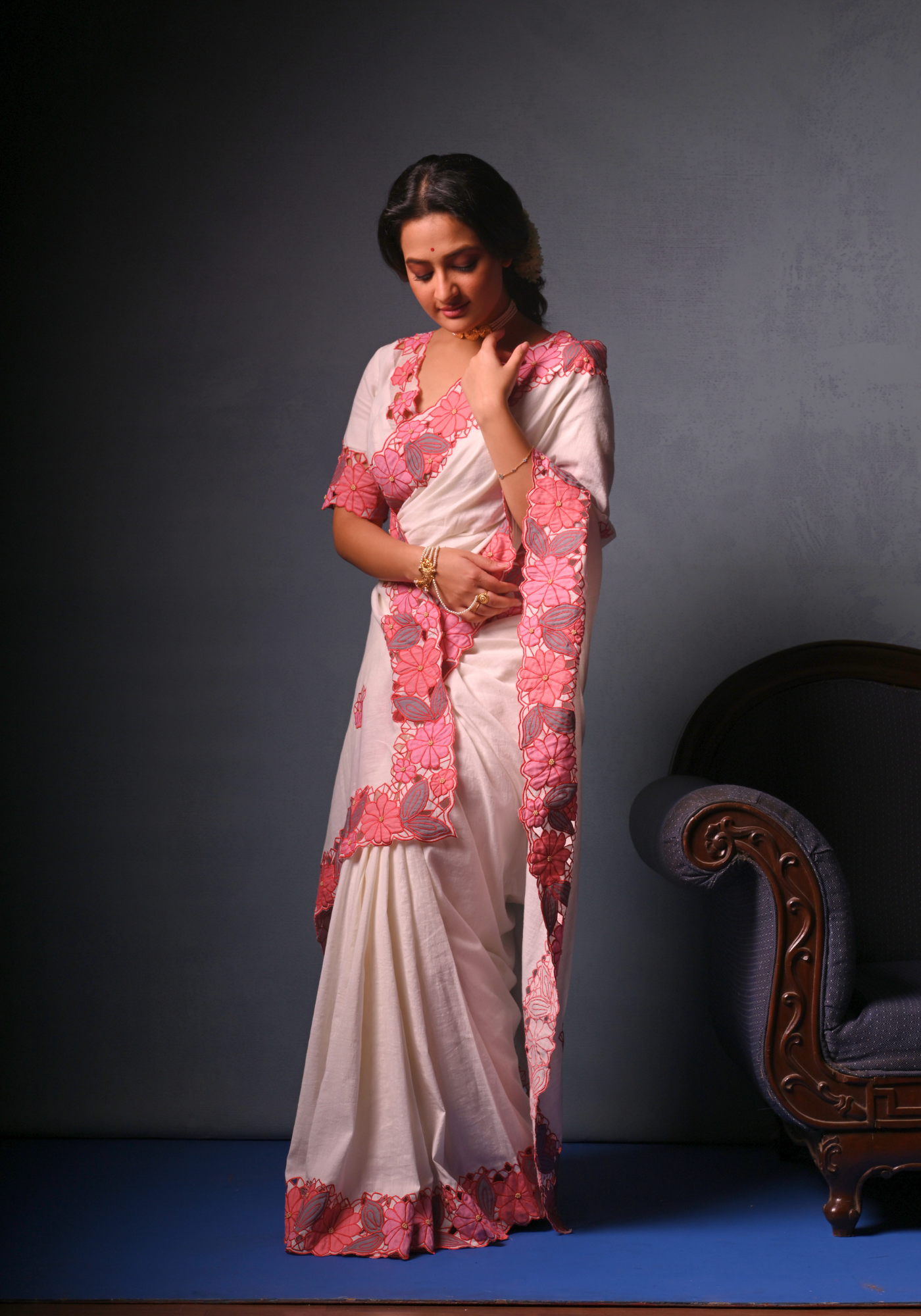 SHADA CUTWORK MADHABILATA SAREE