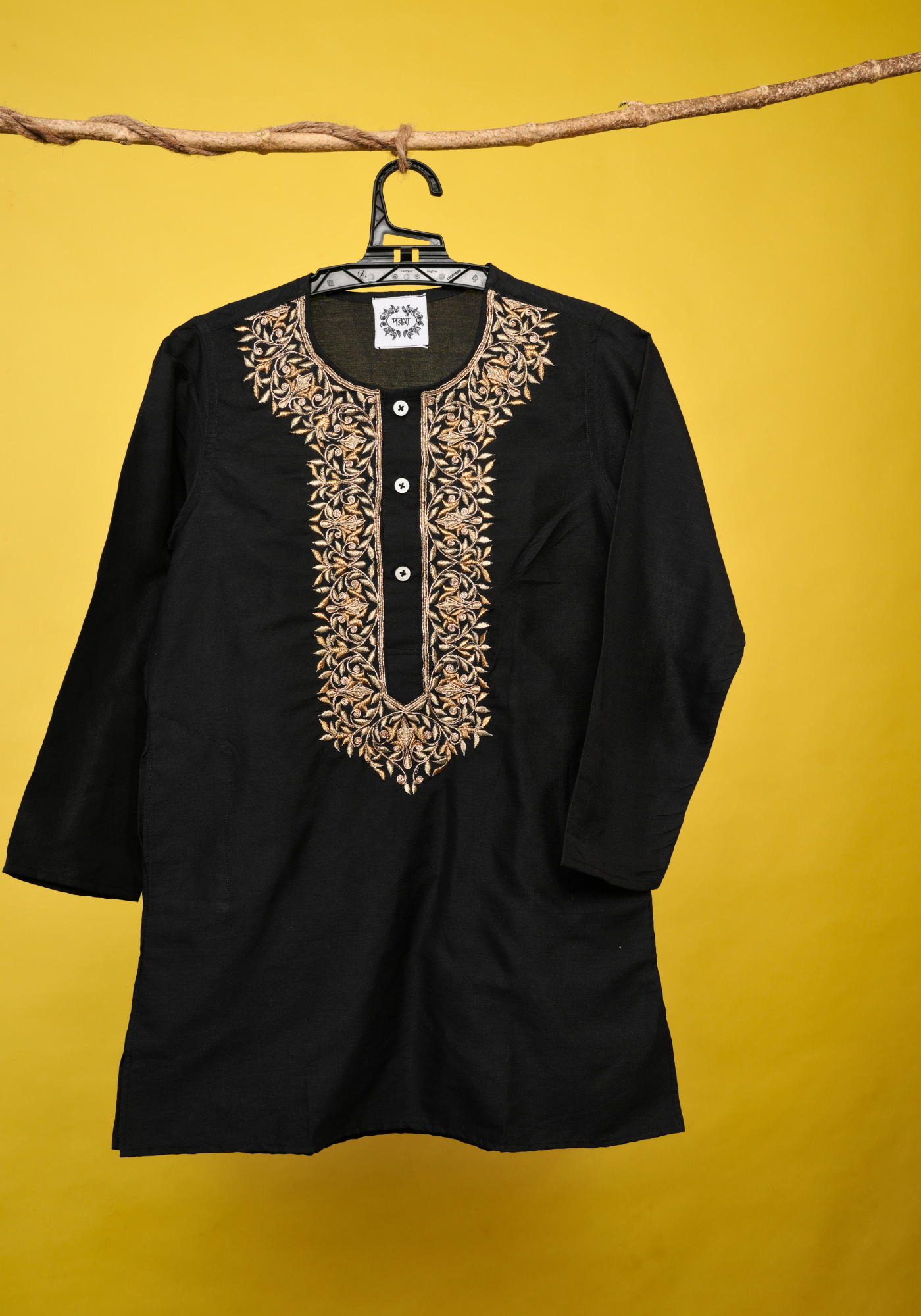 NEET BOR BLACK & BEIGE KURTA DHUTI SET
