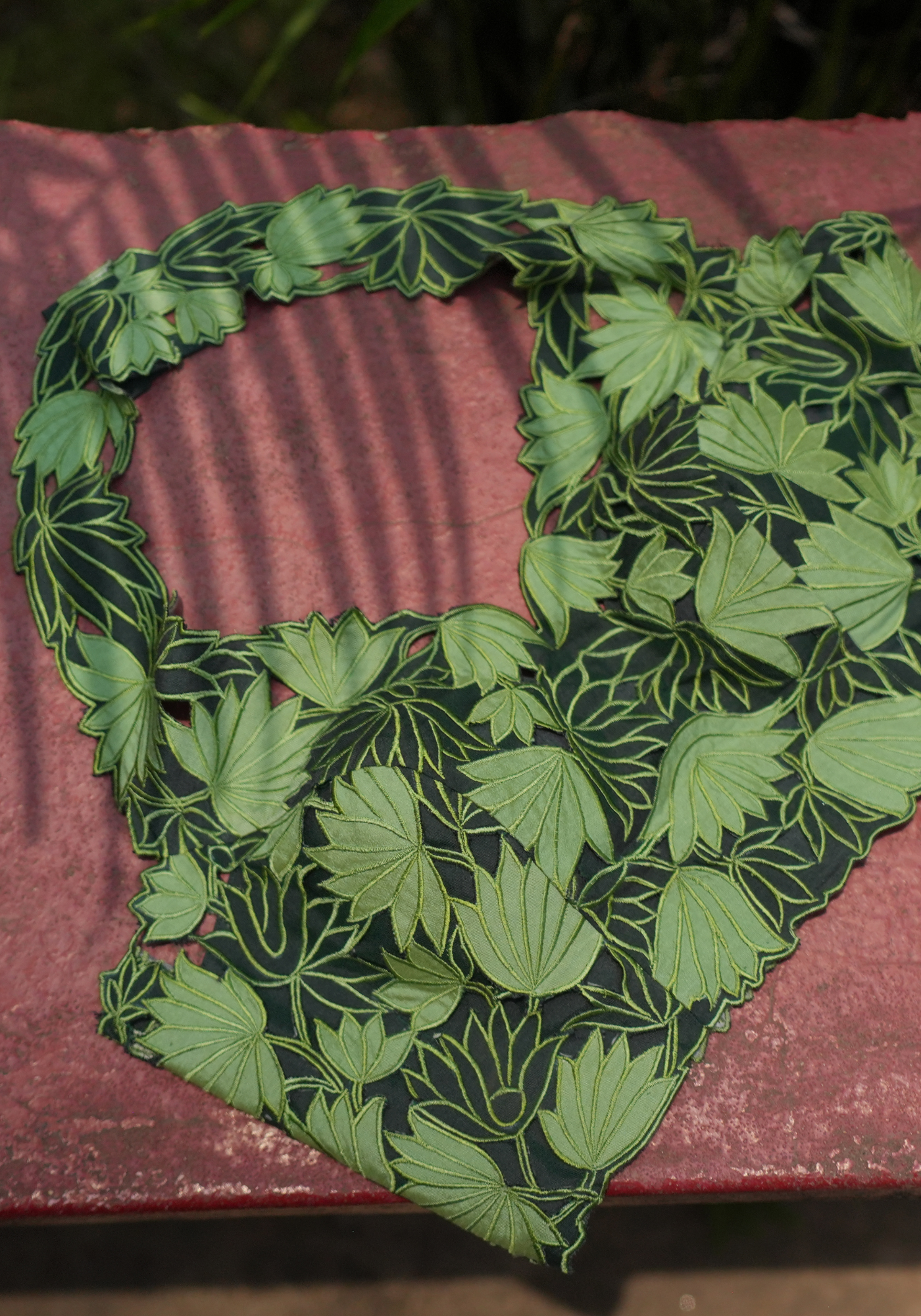 GREEN PADMA BON CUTWORK HALTER BLOUSE