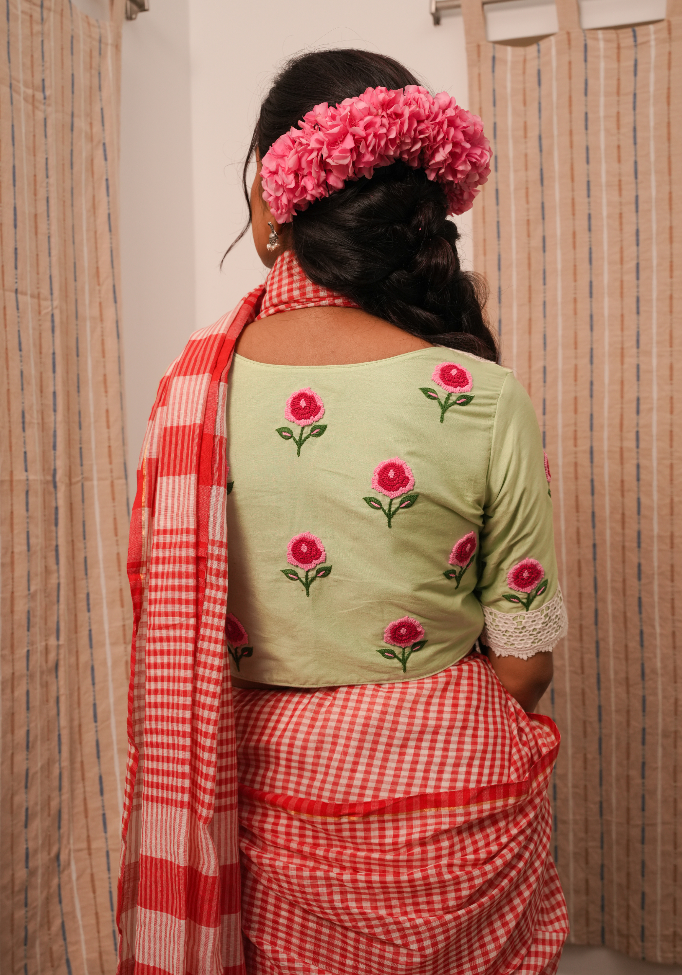PUSHPANJALI CHECK SAREE