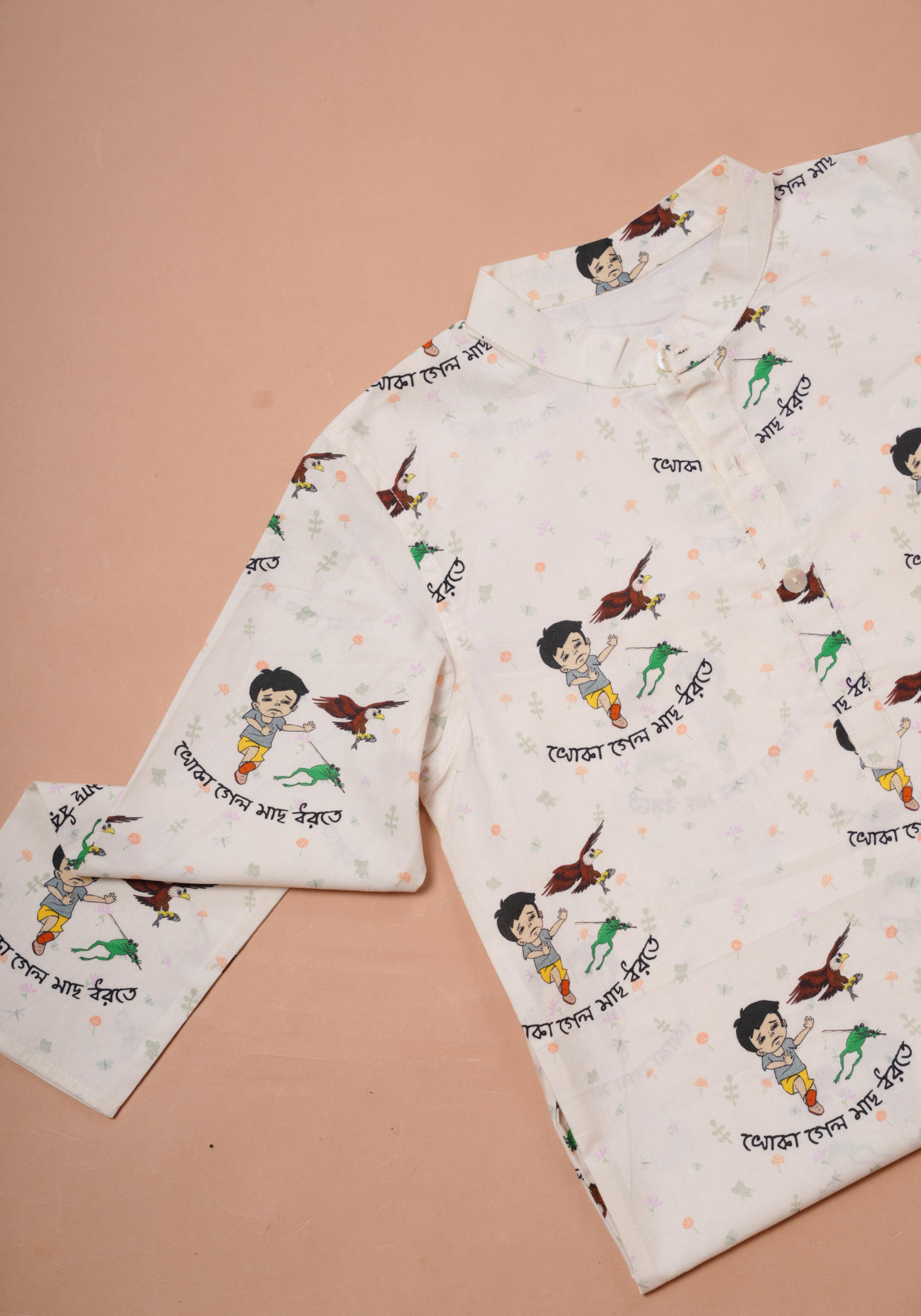 KHOKABABU PRINT WHITE KURTA