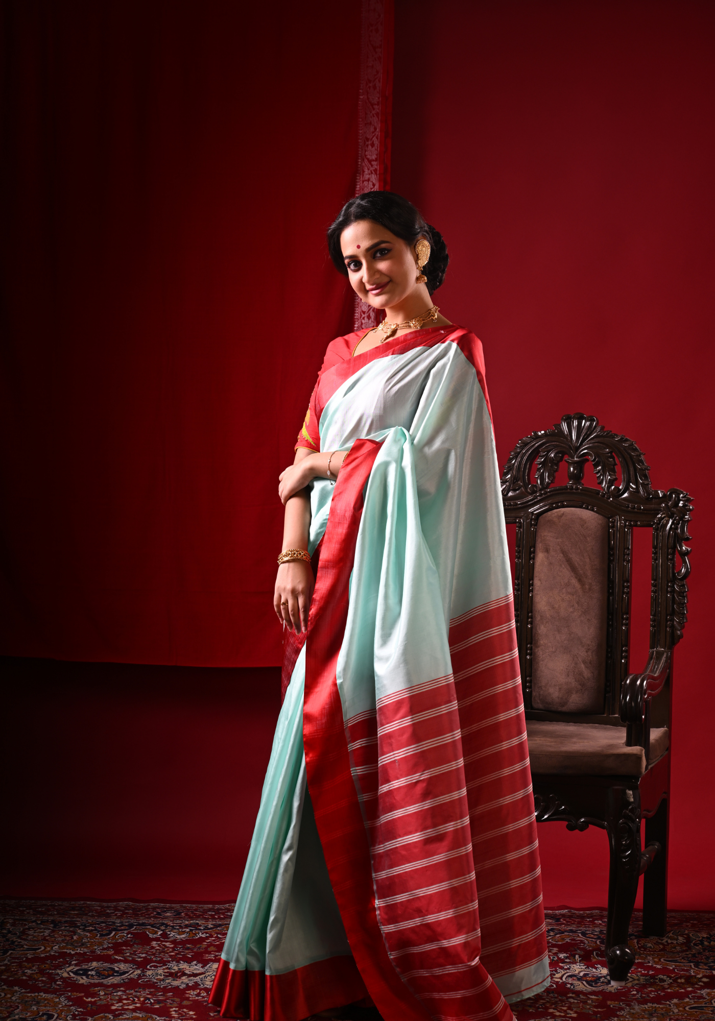NEELA AASMAN GOROD SILK SAREE