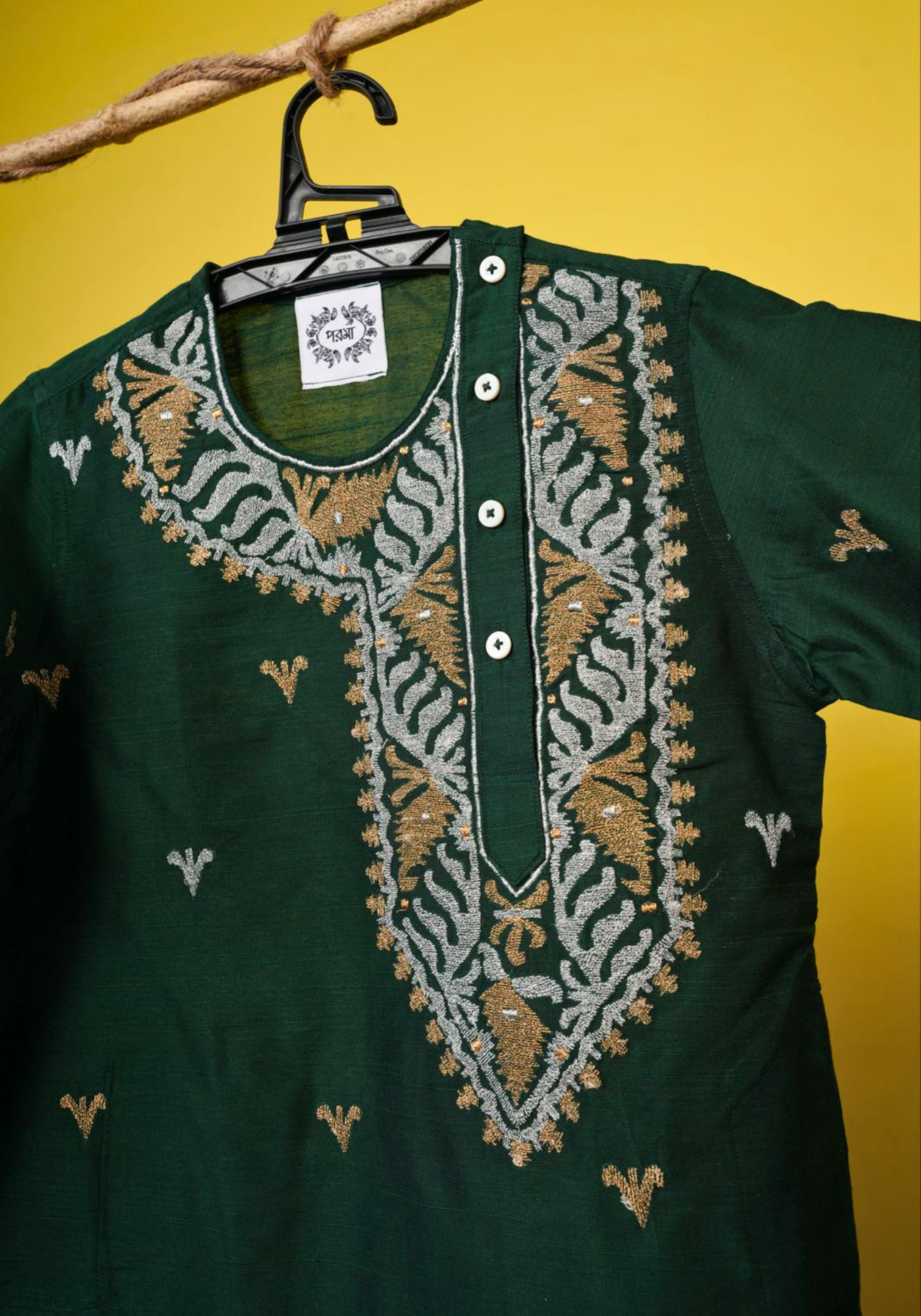 PAAN PAATA SHOBUJ KURTA DHUTI SET