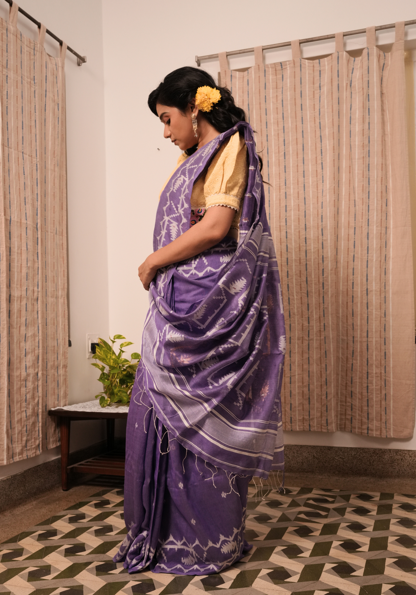 JAKARANDA LAVENDER JAMDANI SAREE