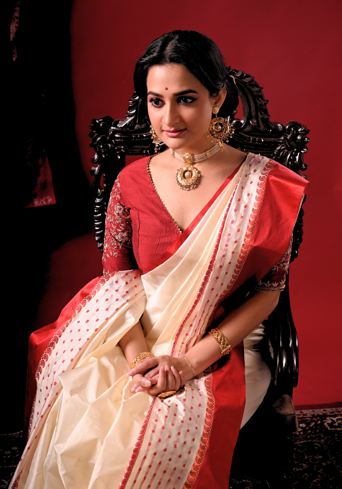 ROKTO SHUBHRA GOROD SILK SAREE