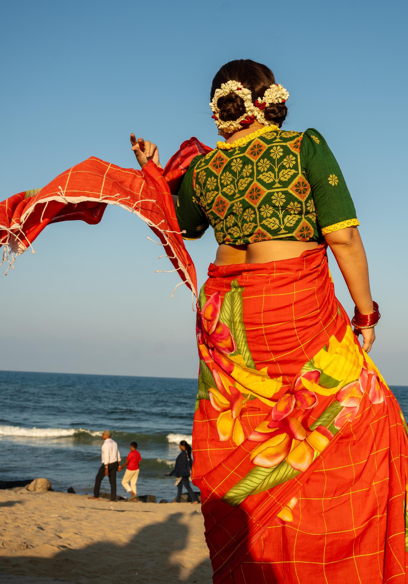 RED FRANGIPANI SAREE