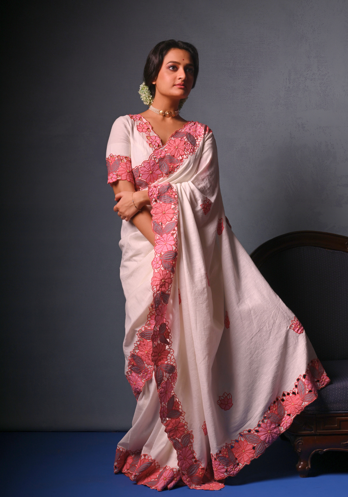 SHADA CUTWORK MADHABILATA SAREE