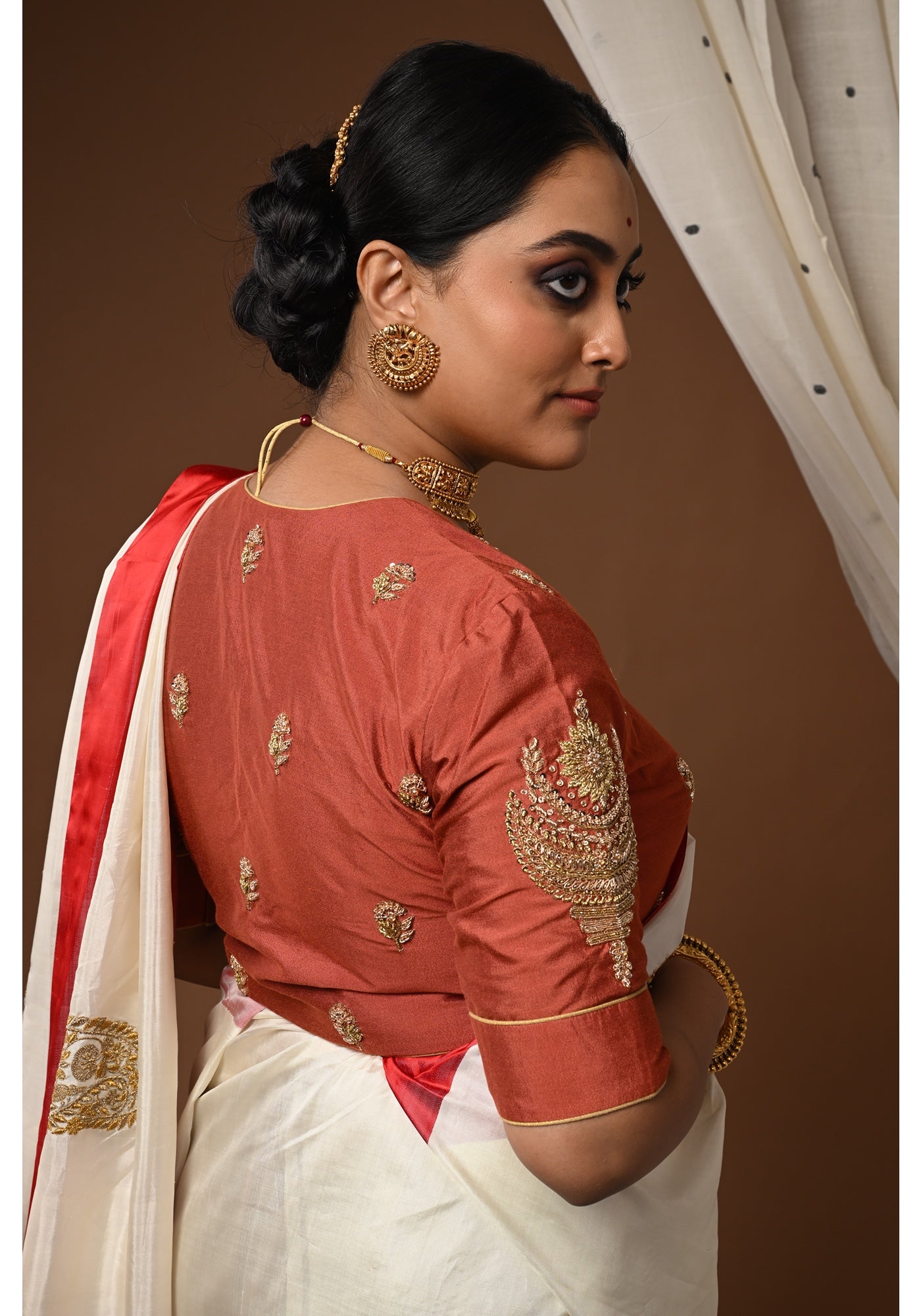 CHANDRAKALA BROWN BLOUSE