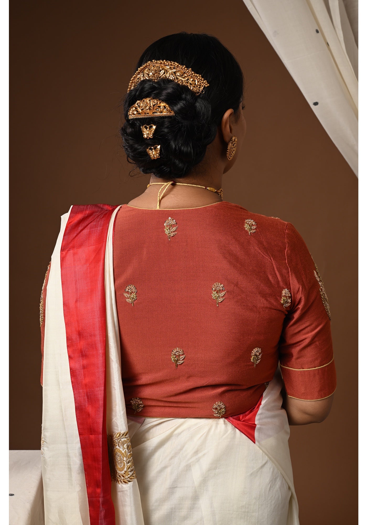 CHANDRAKALA BROWN BLOUSE