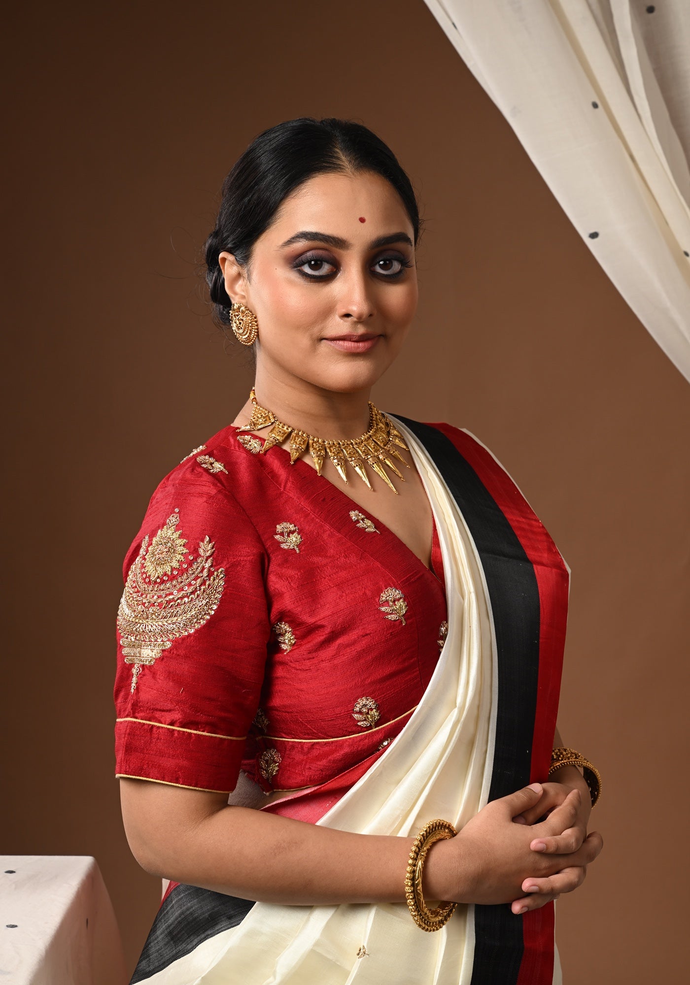 CHANDRAKALA DARK RED BLOUSE