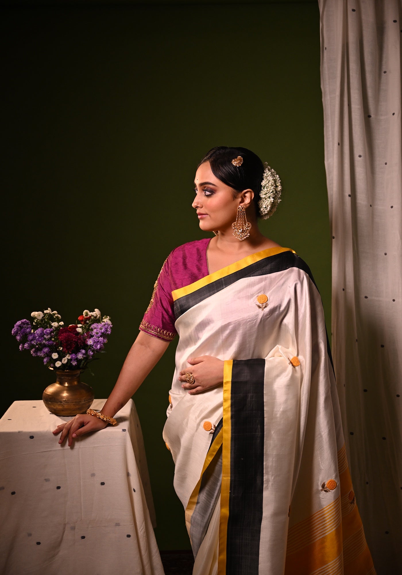 PURPLE BALUCHARI KOLKA BLOUSE