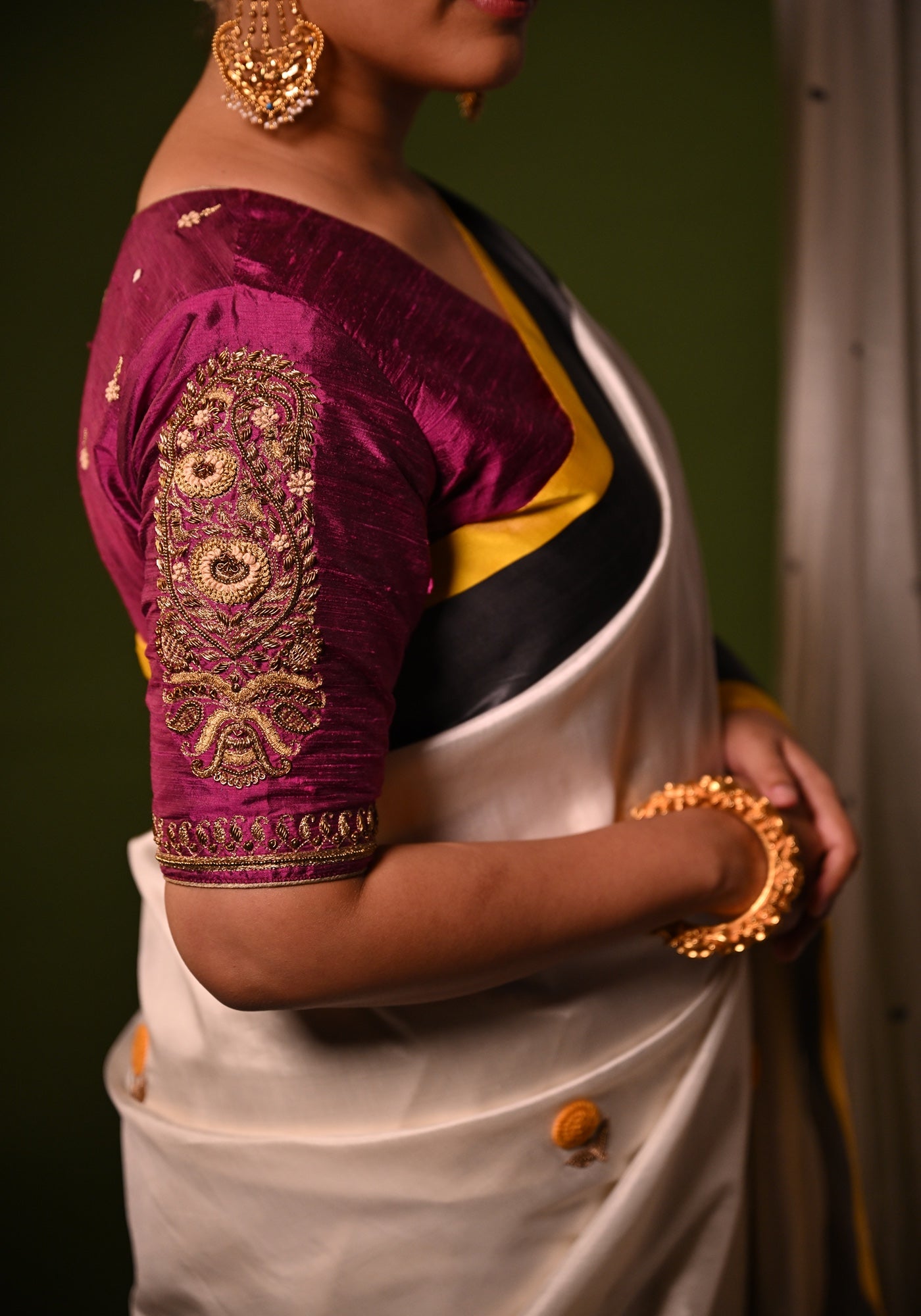 PURPLE BALUCHARI KOLKA BLOUSE