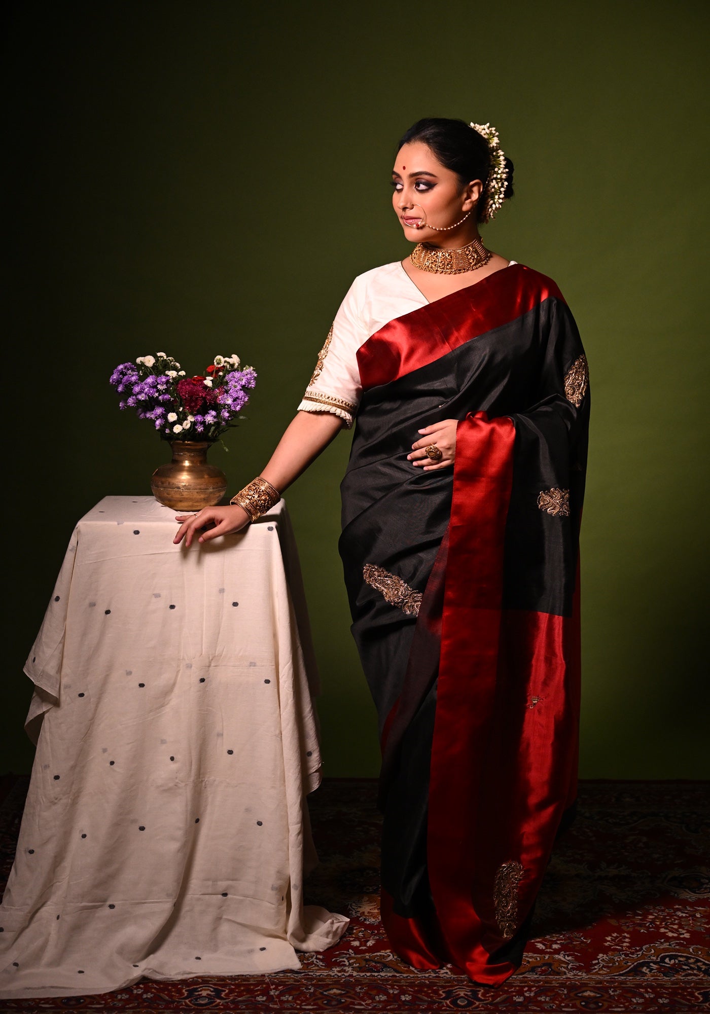BLACK KOLKA SHANAI GOROD SAREE