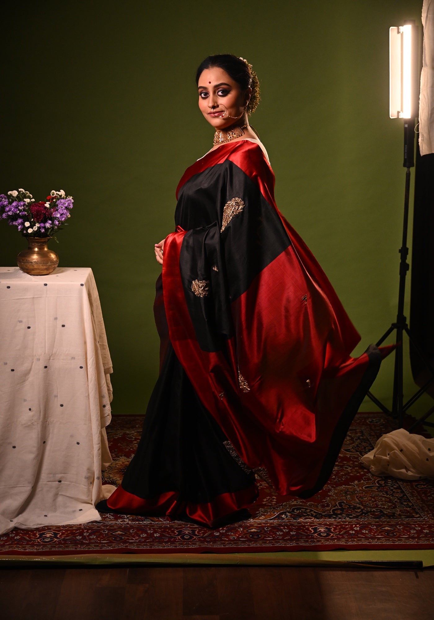 BLACK KOLKA SHANAI GOROD SAREE