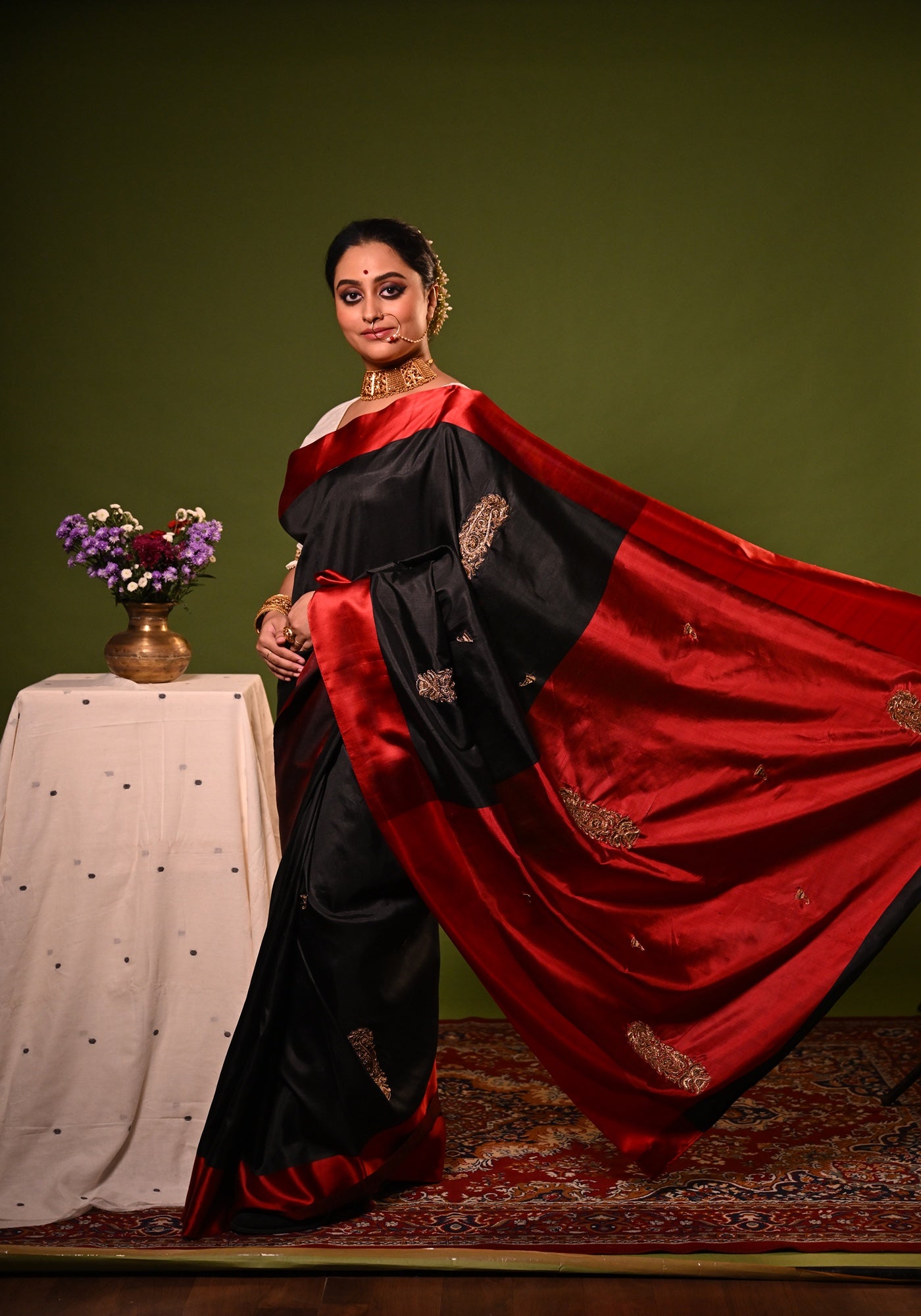 BLACK KOLKA SHANAI GOROD SAREE