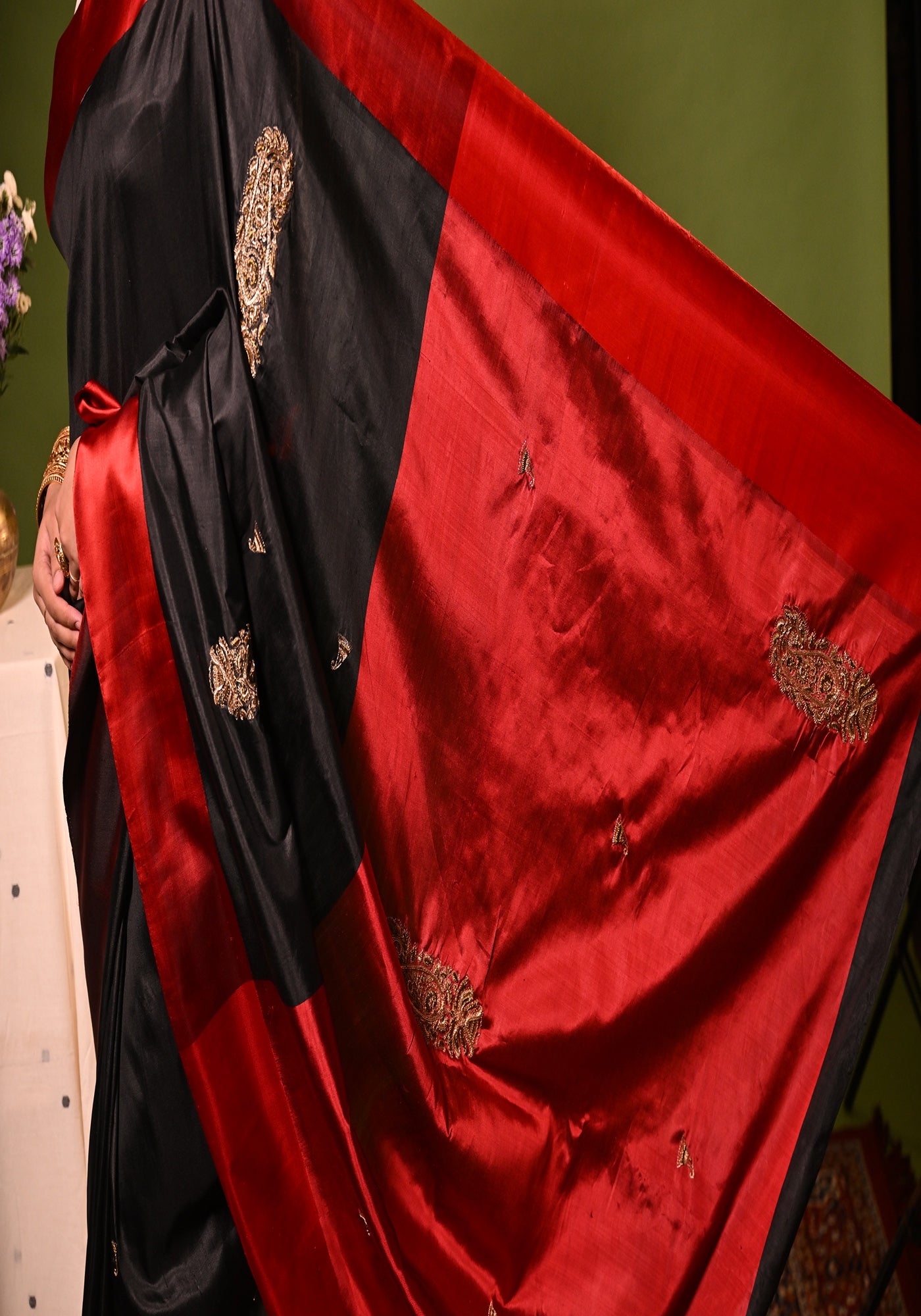 BLACK KOLKA SHANAI GOROD SAREE