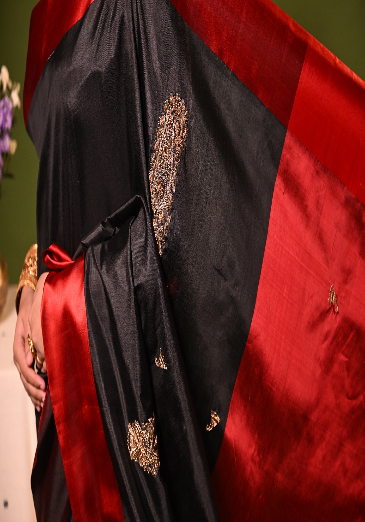 BLACK KOLKA SHANAI GOROD SAREE