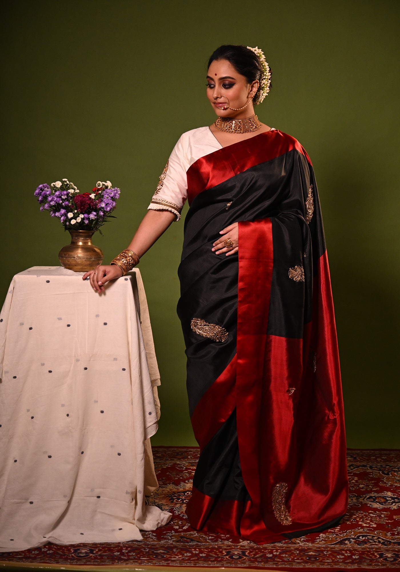 BLACK KOLKA SHANAI GOROD SAREE