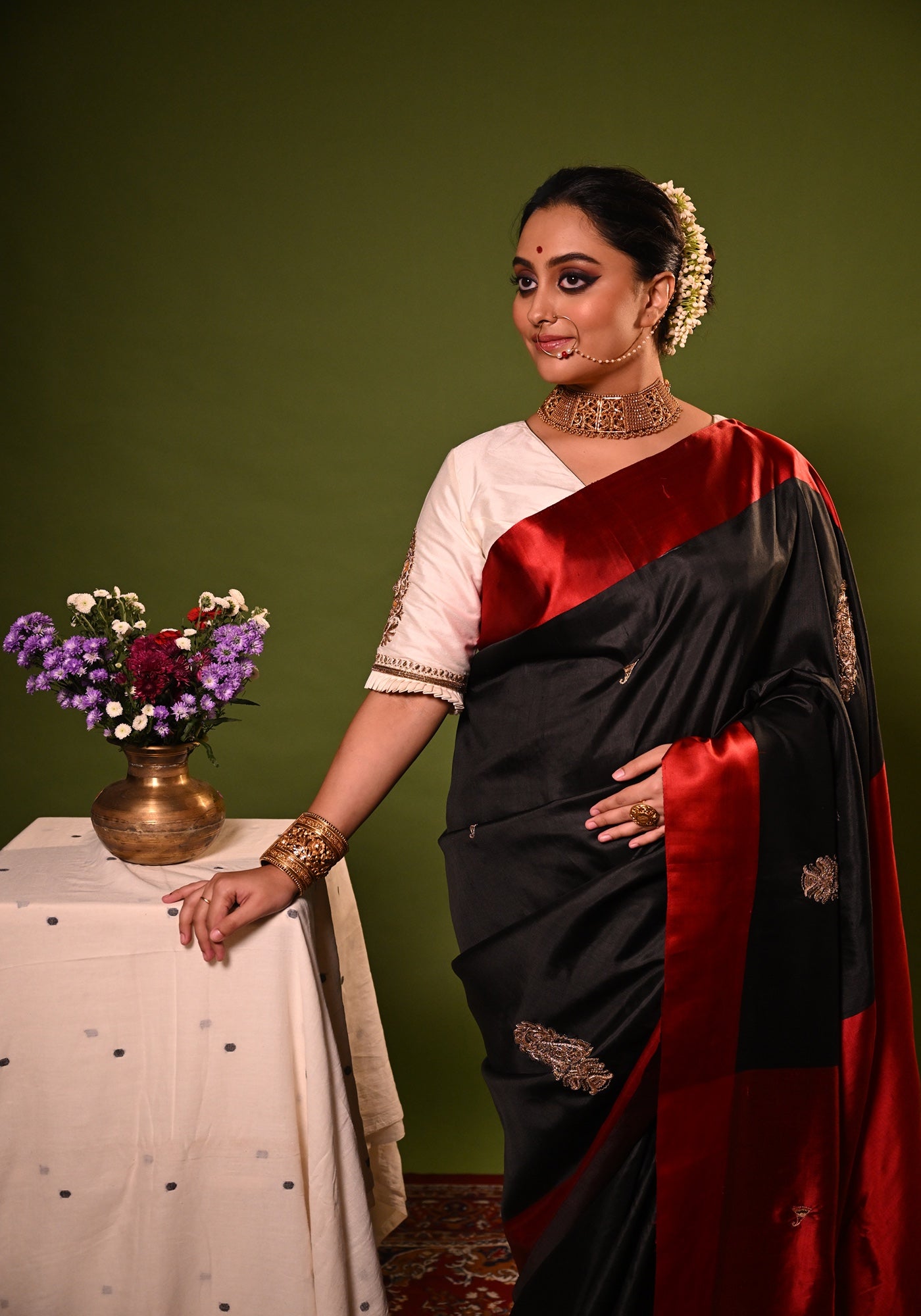 BLACK KOLKA SHANAI GOROD SAREE