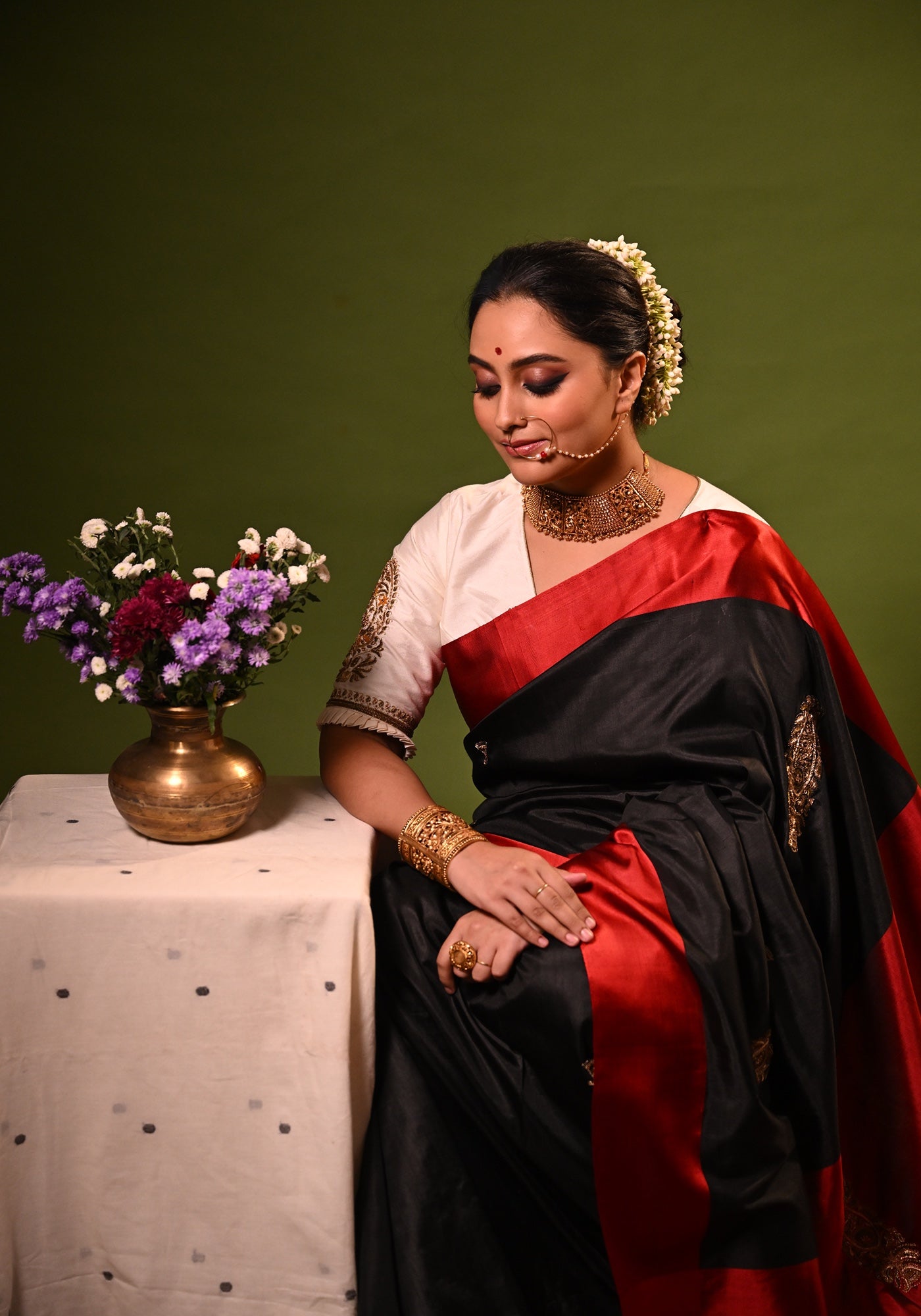 BLACK KOLKA SHANAI GOROD SAREE