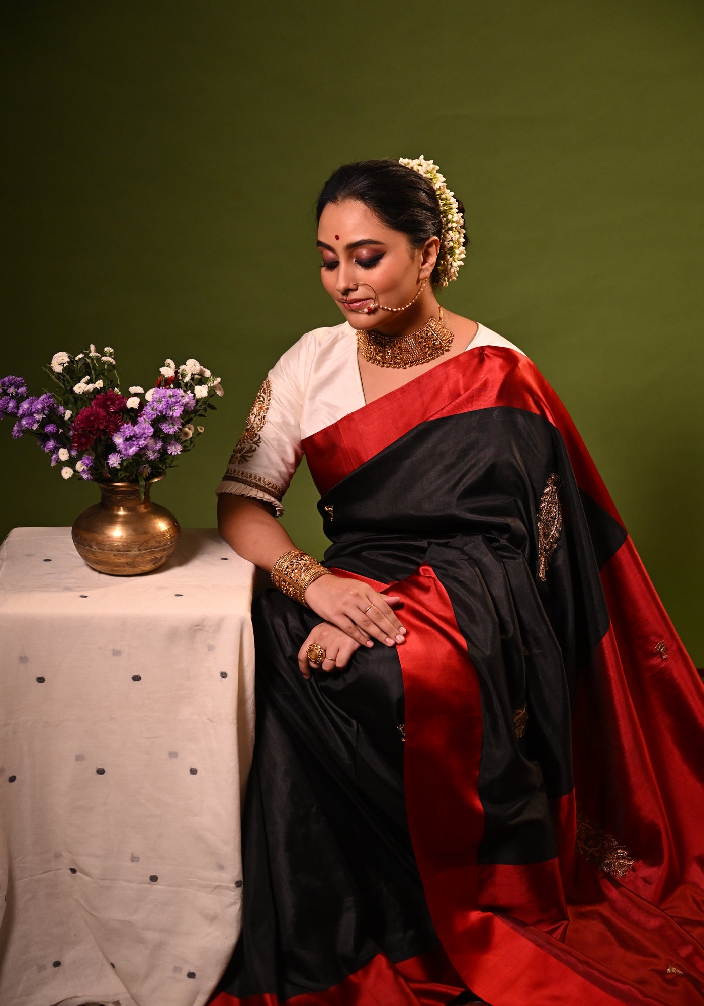 BLACK KOLKA SHANAI GOROD SAREE