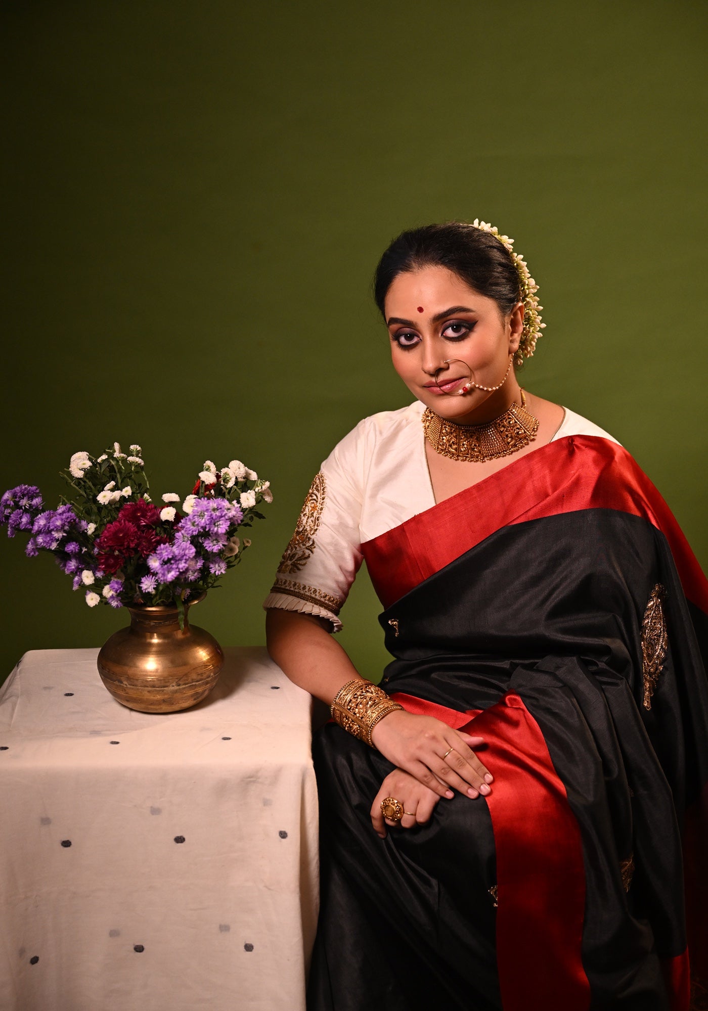 BLACK KOLKA SHANAI GOROD SAREE