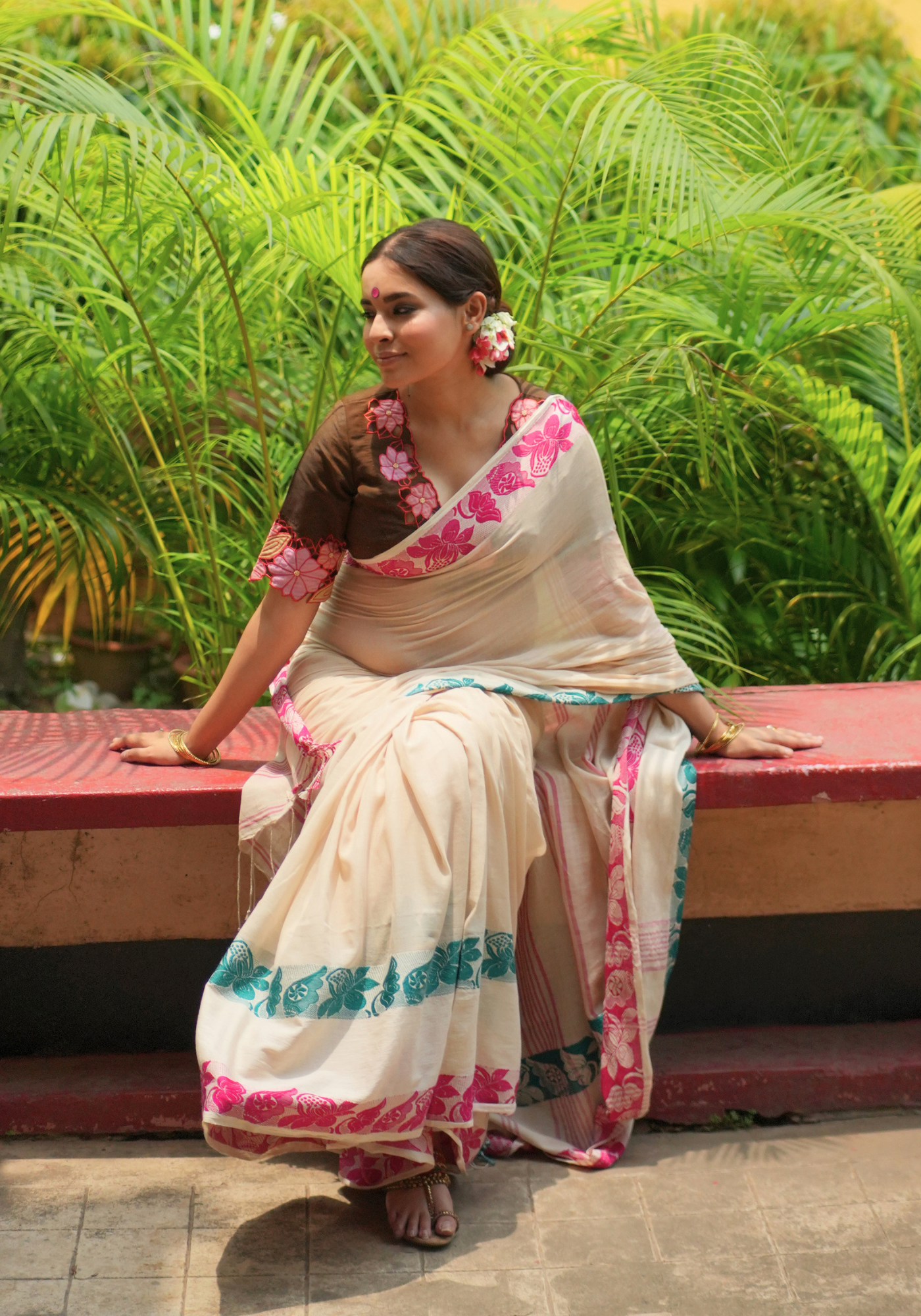 BROWN CUTWORK MADHABILATA BLOUSE