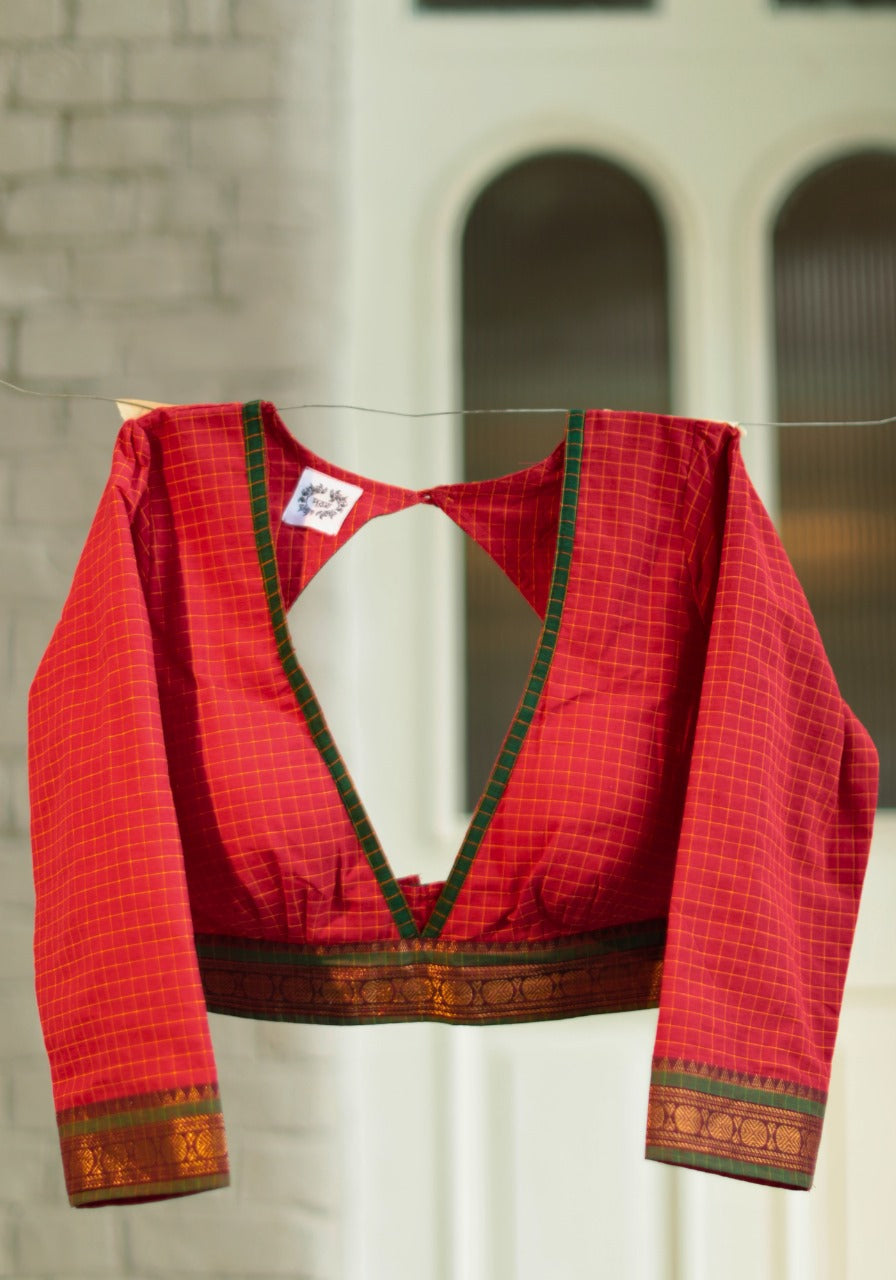 RED SOUTH COTTON BLOUSE