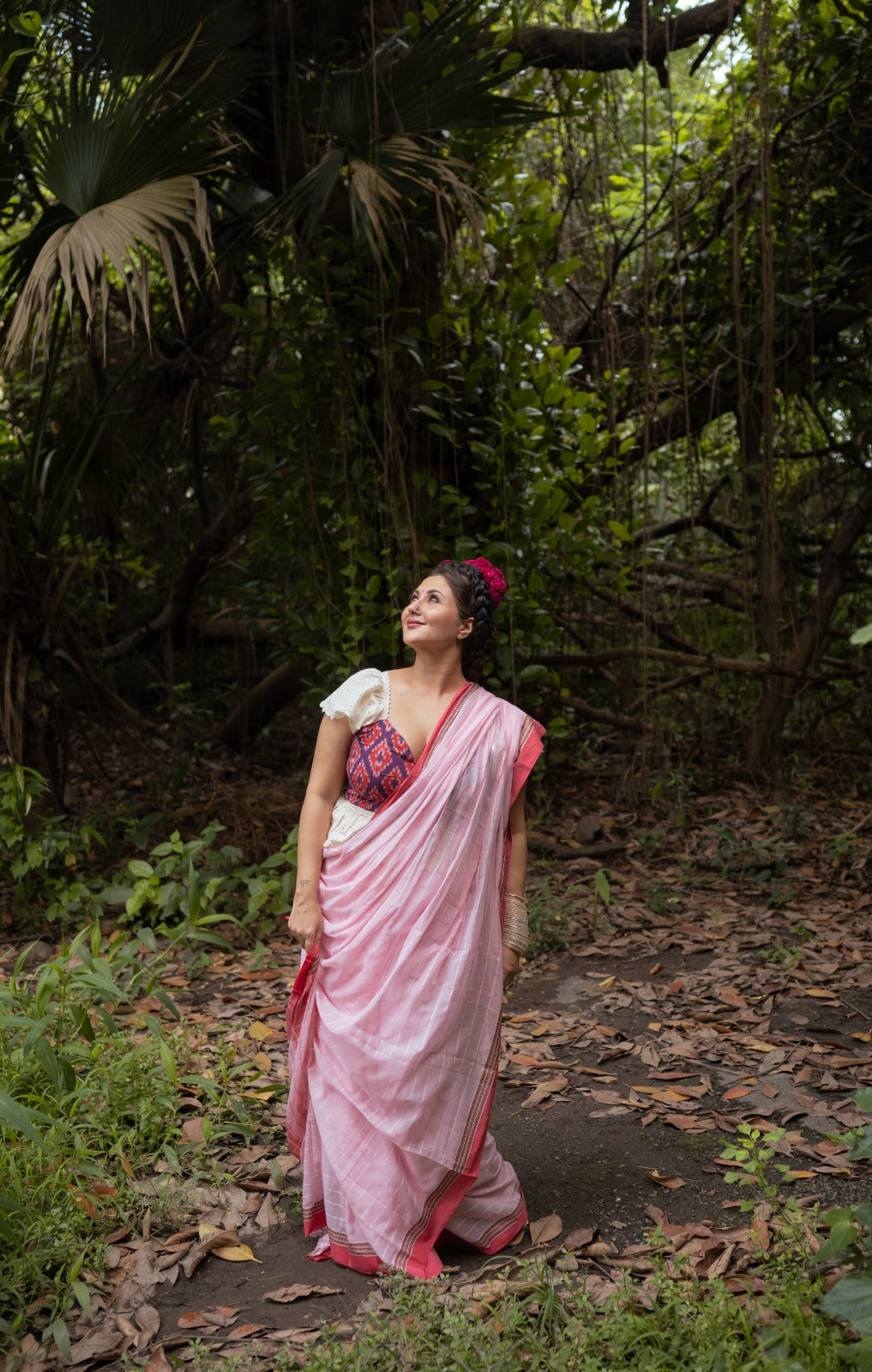 Buy DipDiyaWomen Art Silk Traditional Bengali Lal Par Kanjivaram Saree with  Blouse Piece (White Red), White, One Size Online at desertcartINDIA