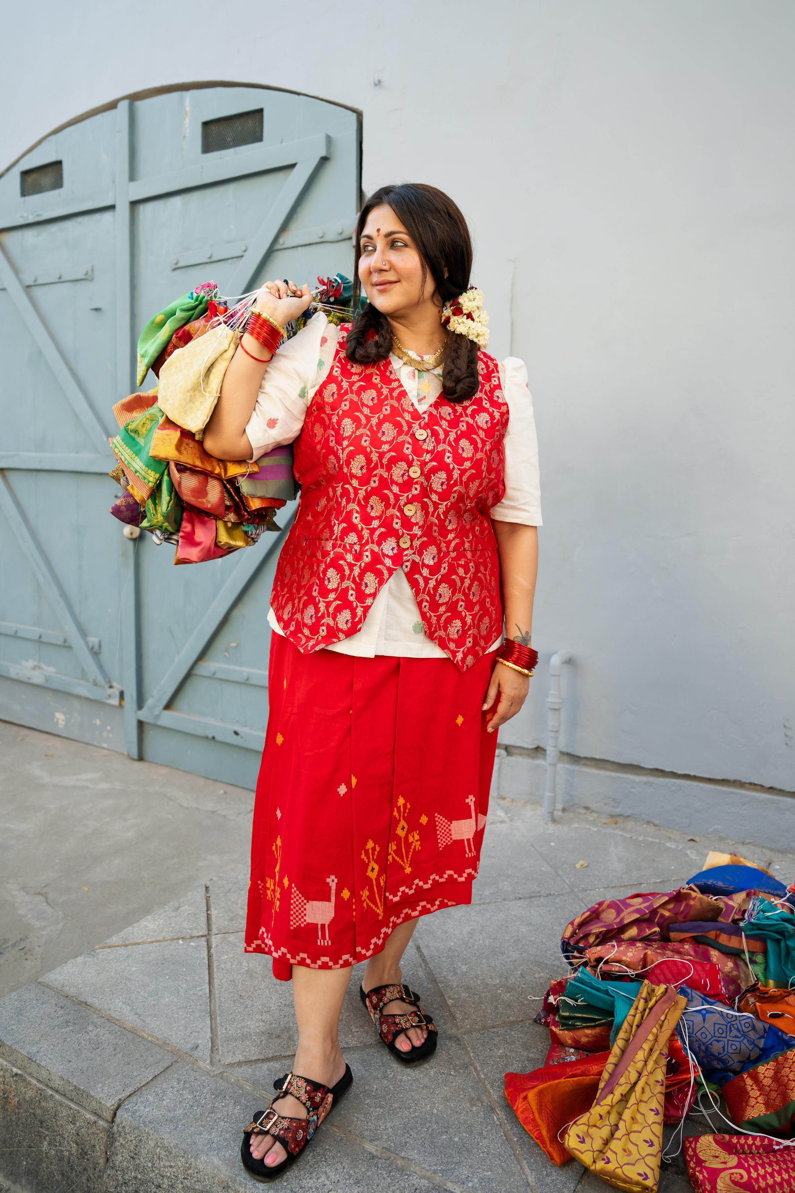 RED BROCADE WAISTCOAT