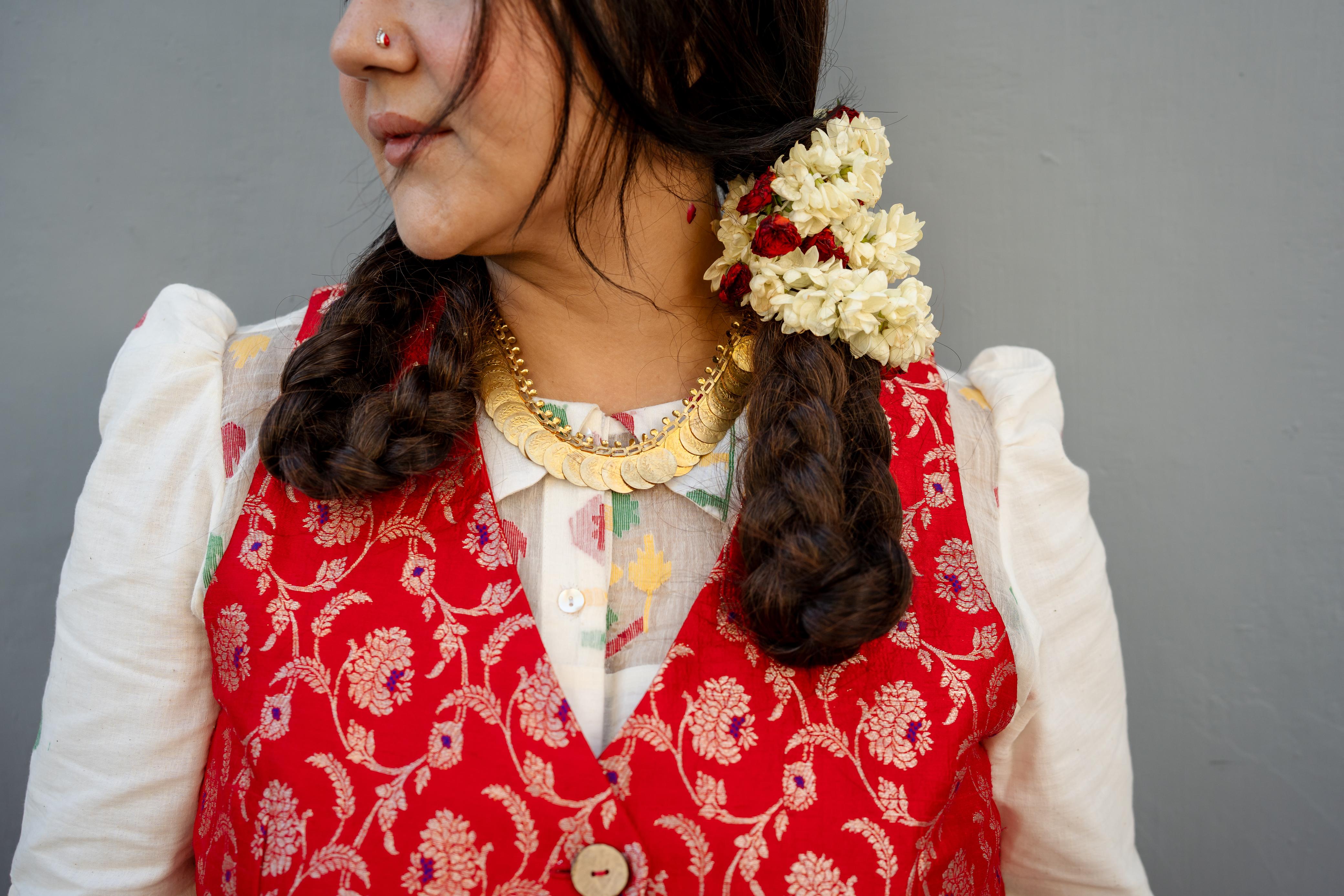 RED BROCADE WAISTCOAT