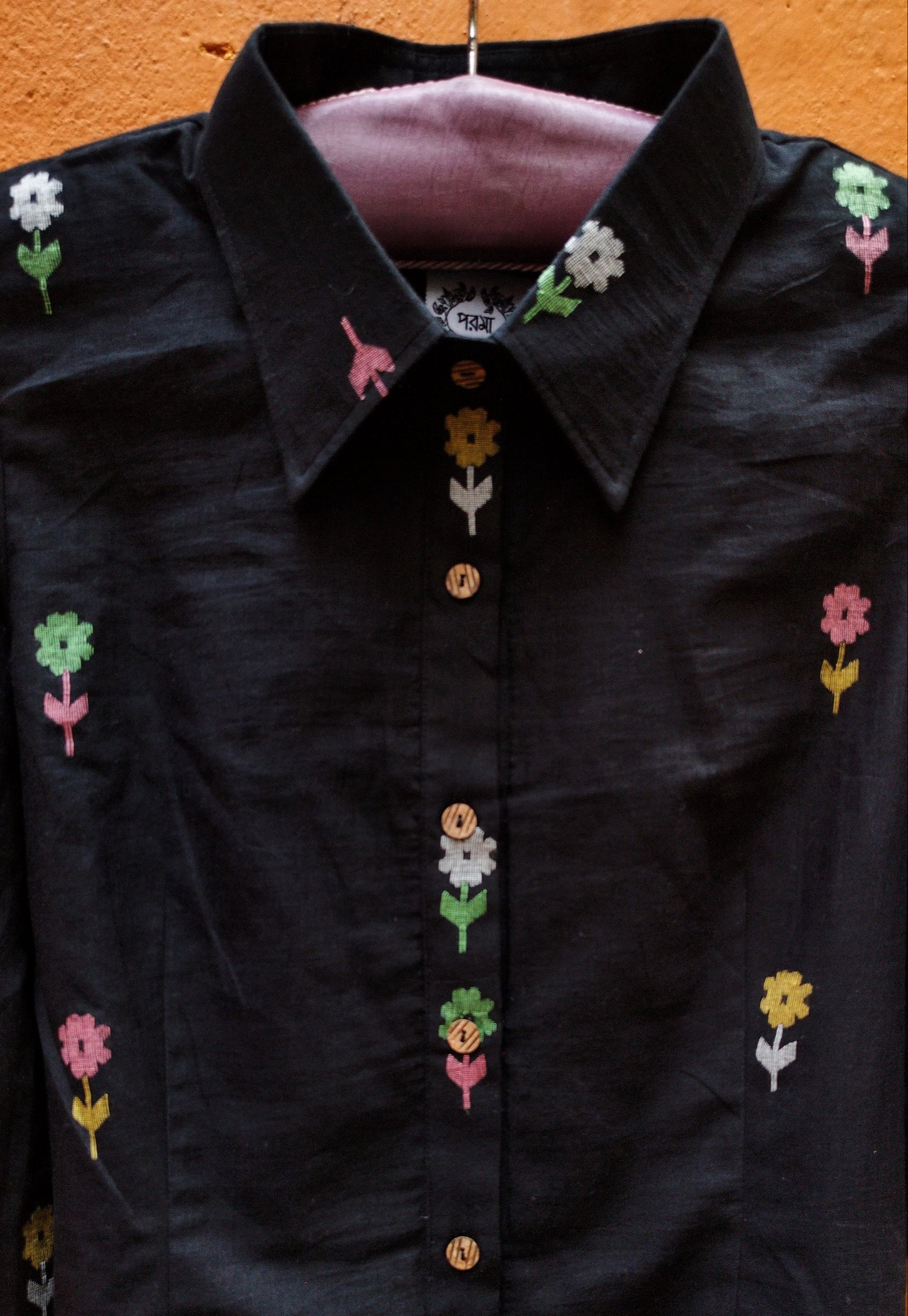 BLACK JAMDANI SHIRT