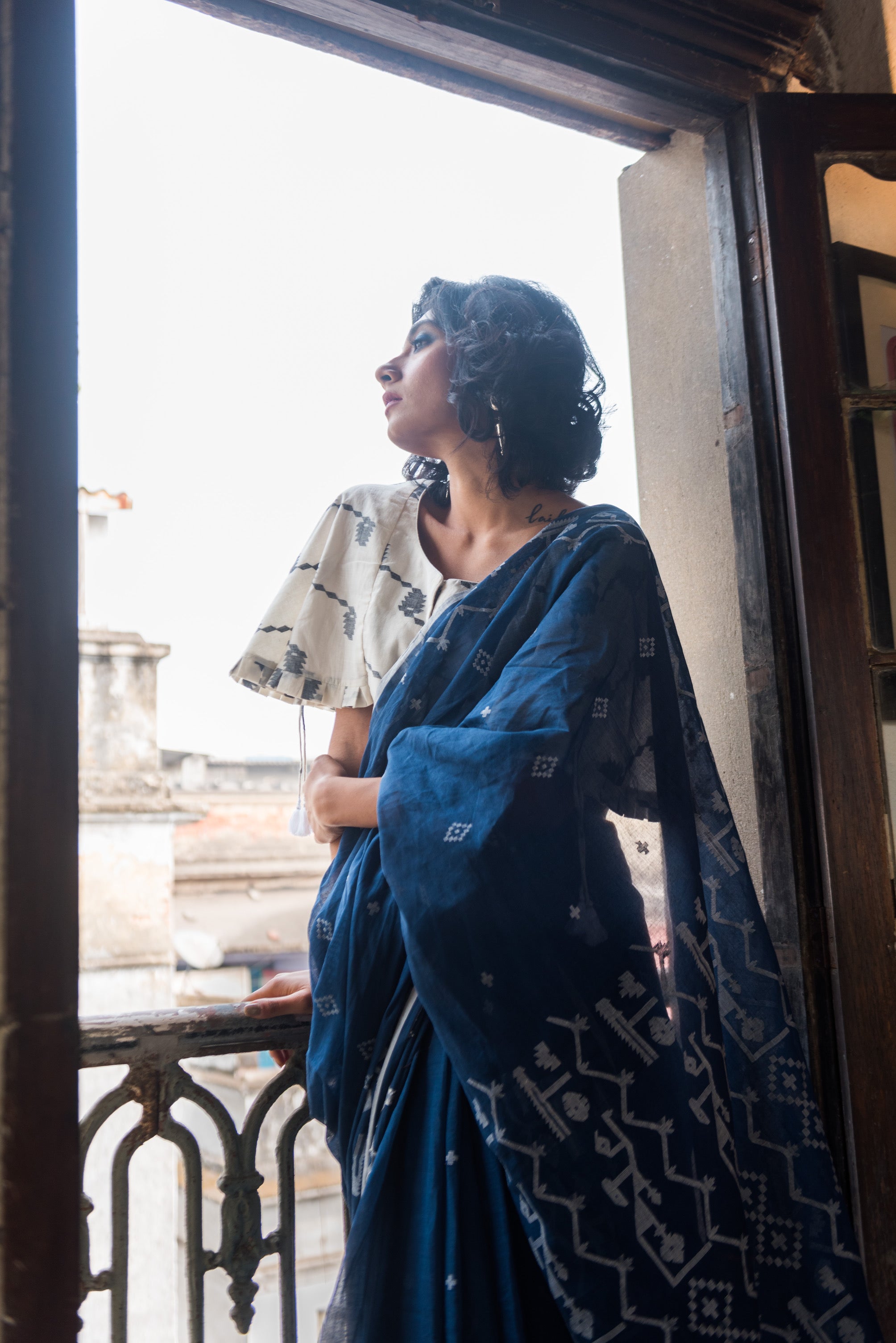 Handblock Bagru Print Indigo Blue Chanderi Saree – Iktaara By Tulsi